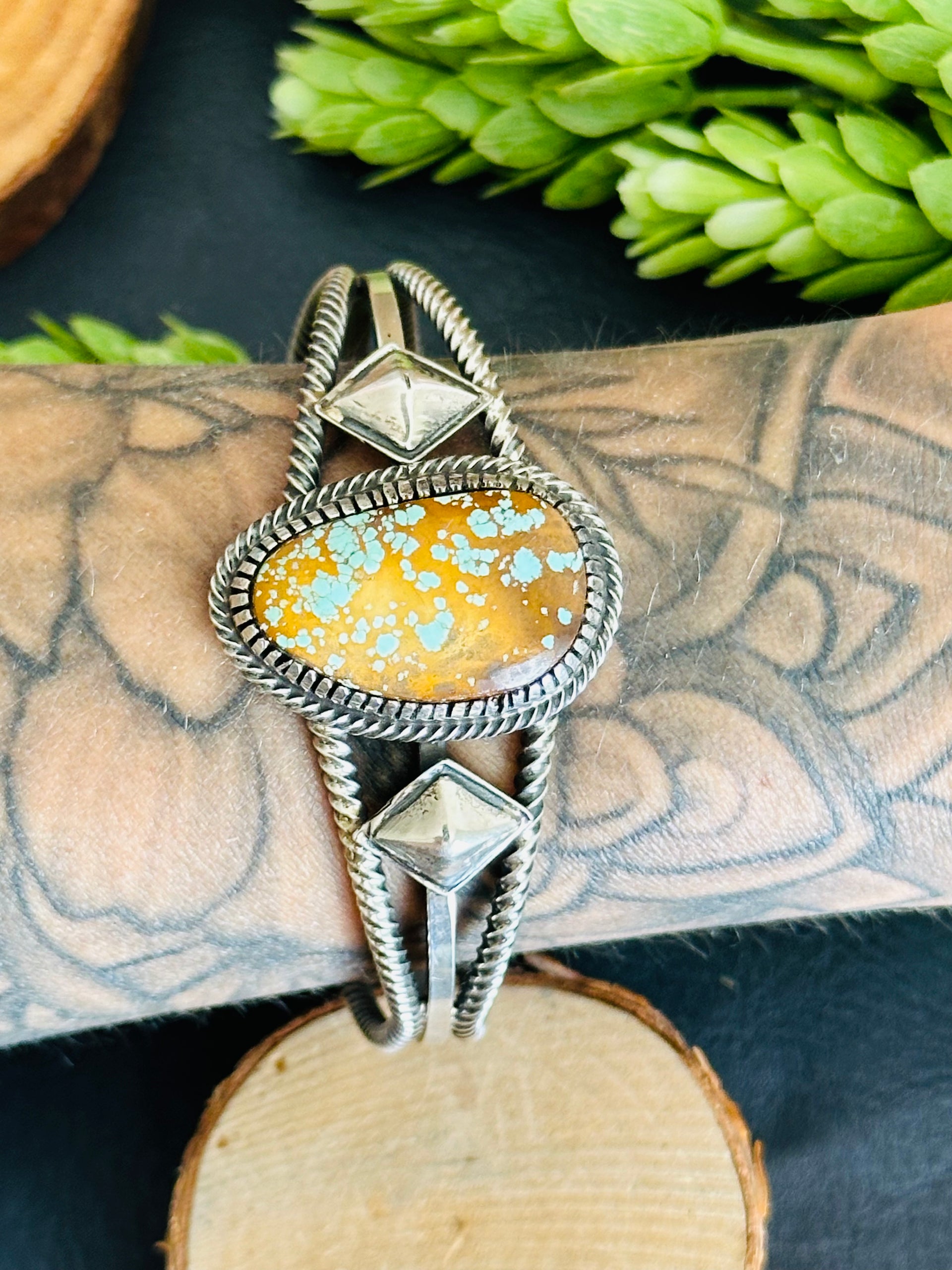 Russell Sam Number 8 Turquoise & Sterling Silver Cuff Bracelet