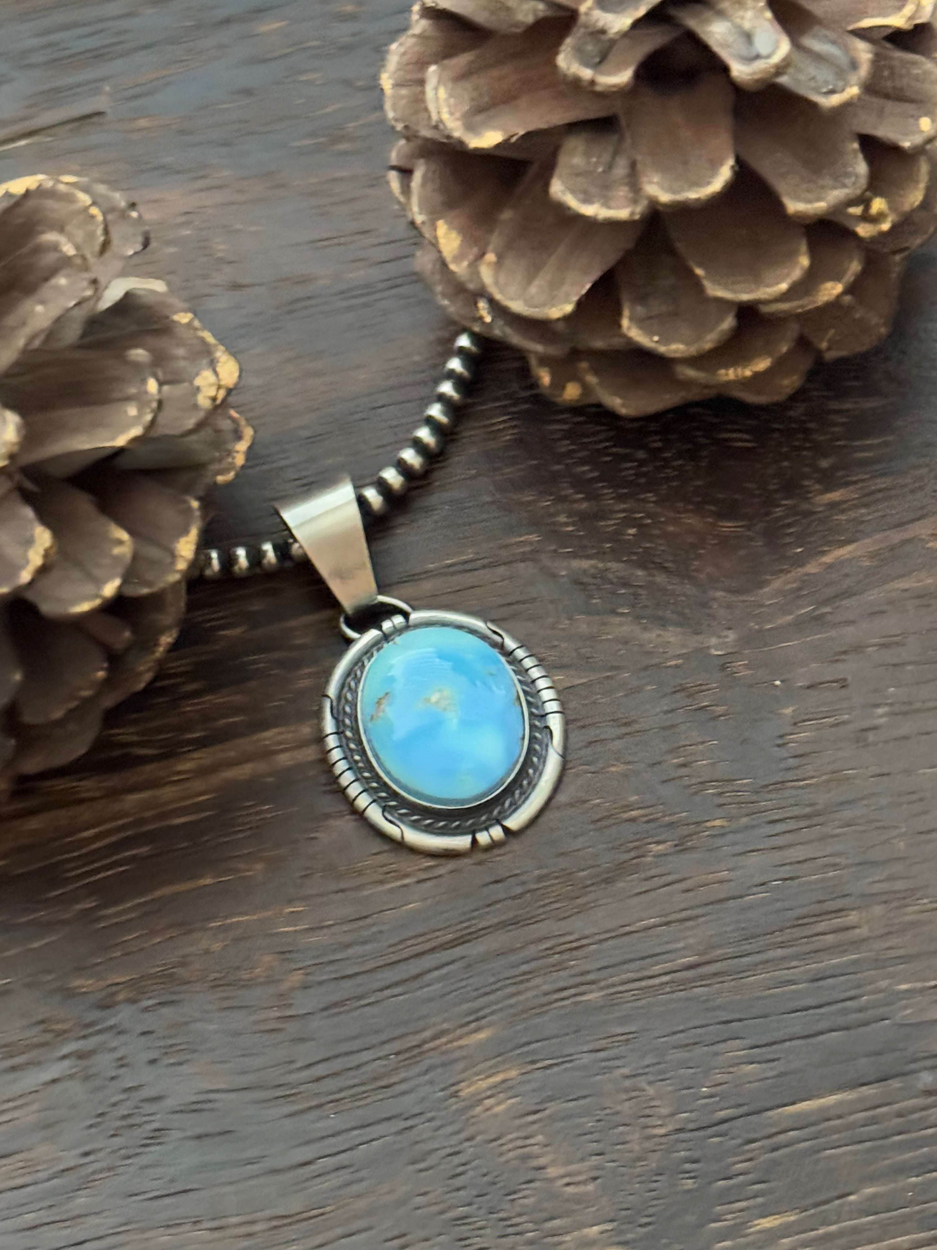 Dave Skeets Golden Hills Turquoise & Sterling Silver Pendant