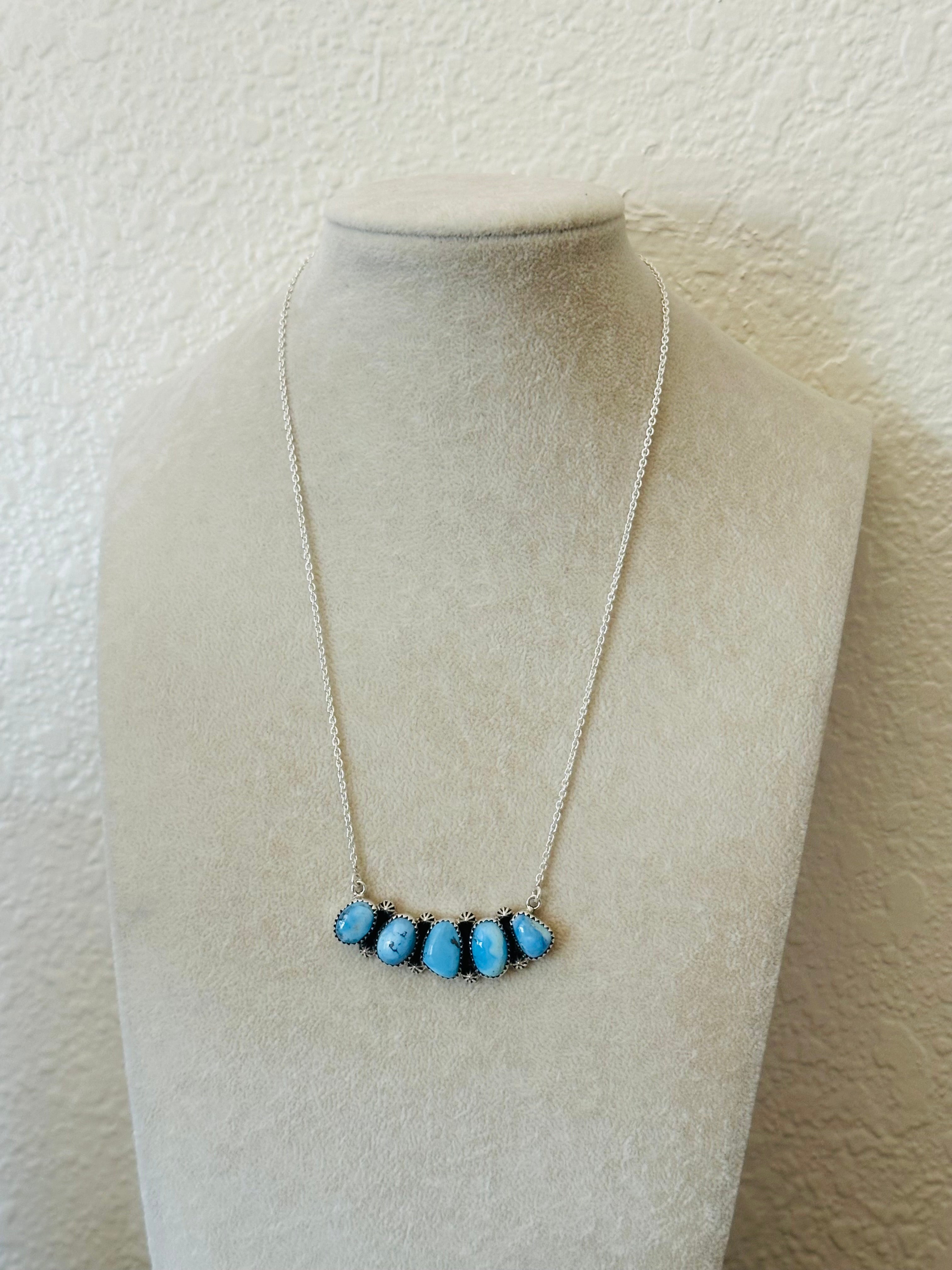 Southwest Handmade Golden Hills Turquoise & Sterling Silver Necklace