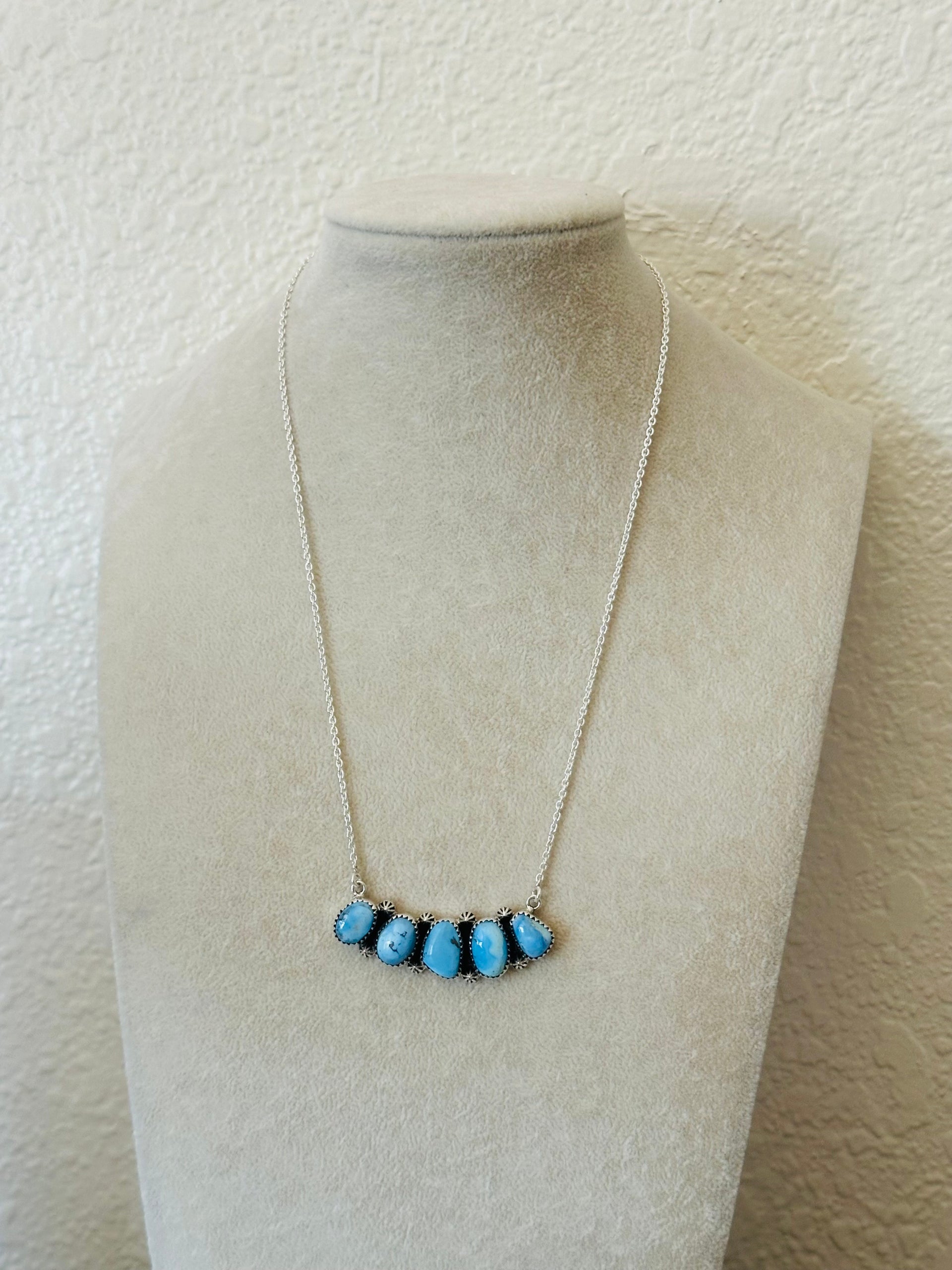 Southwest Handmade Golden Hills Turquoise & Sterling Silver Necklace
