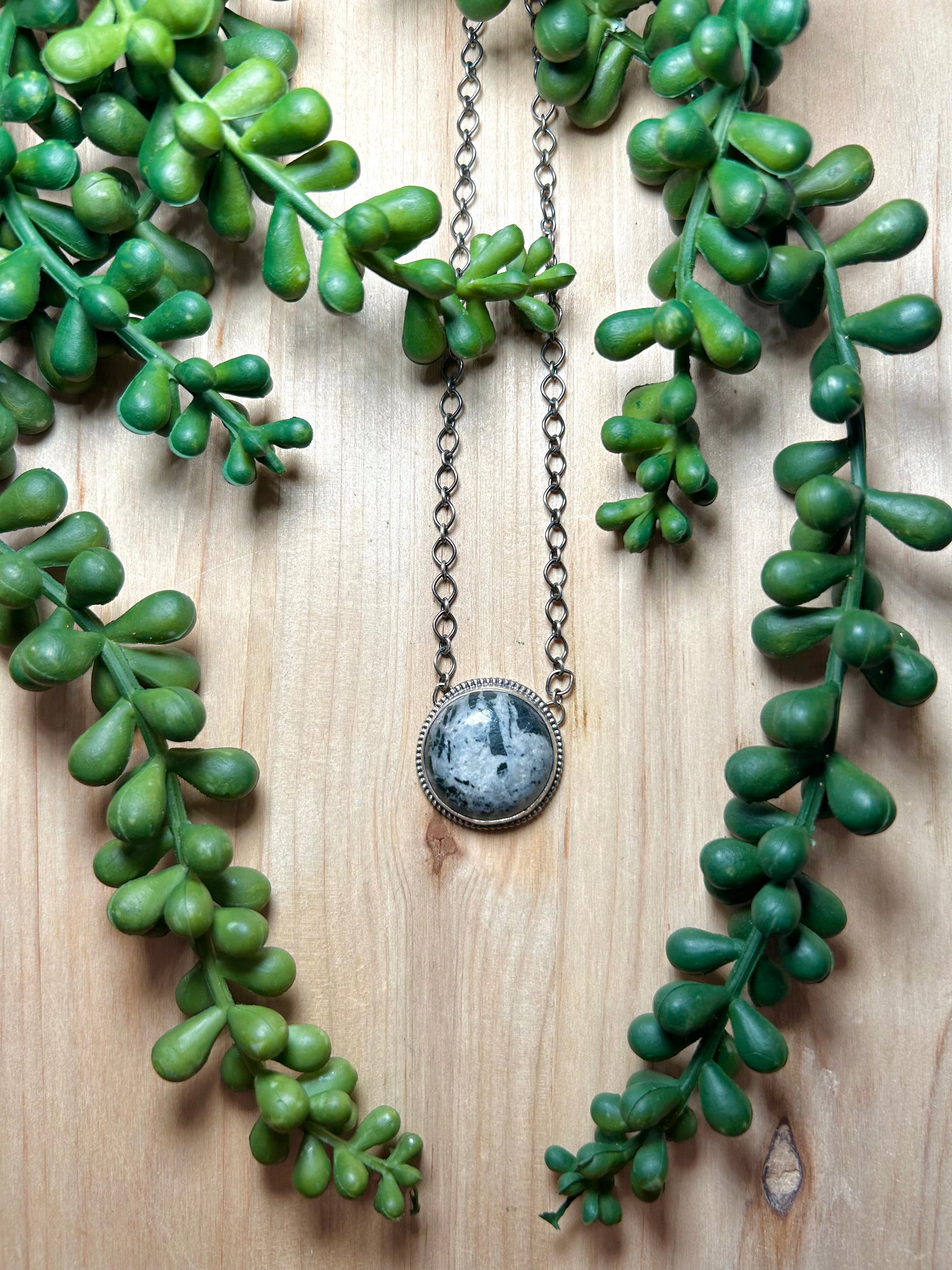 Navajo Made White Buffalo & Sterling Silver Necklace