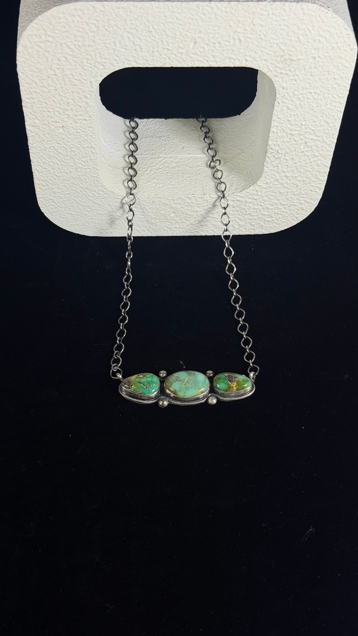Danny Henio Royston Turquoise & Sterling Silver Bar Necklace