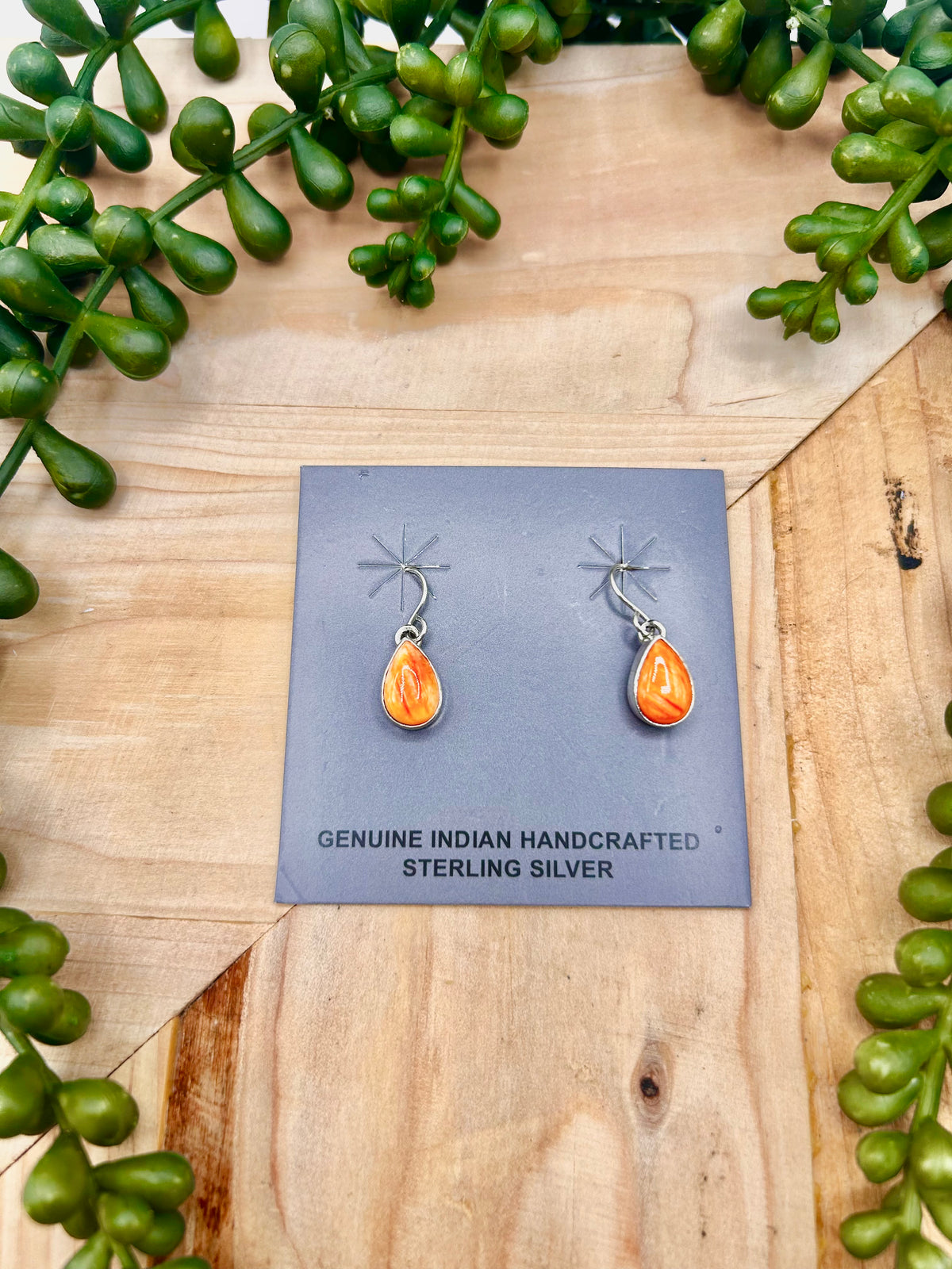 Navajo Made Spiny Oyster & Sterling Silver Hook Earrings