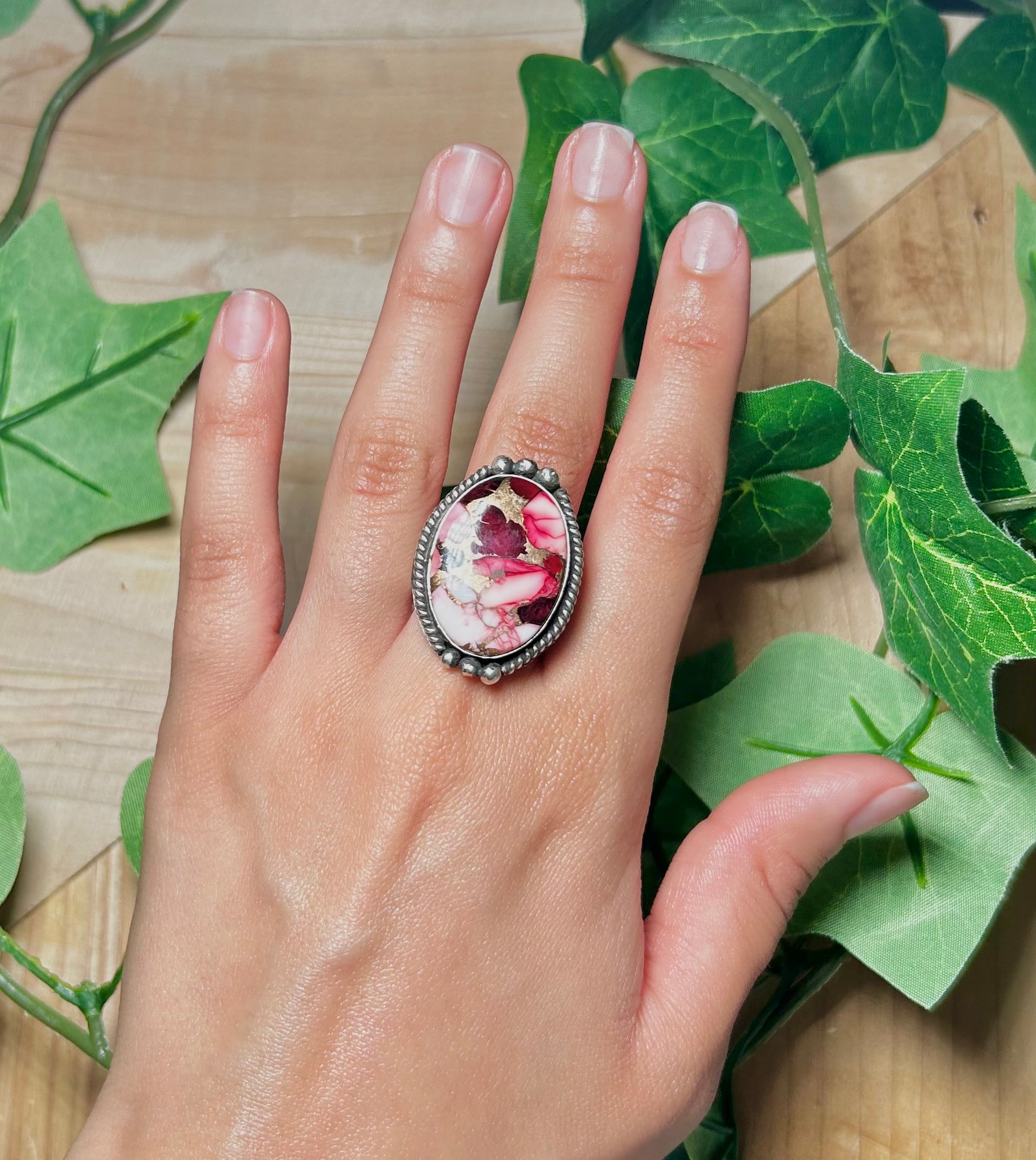 Zachariah David Rose Dahlia & Sterling Silver Adjustable Ring