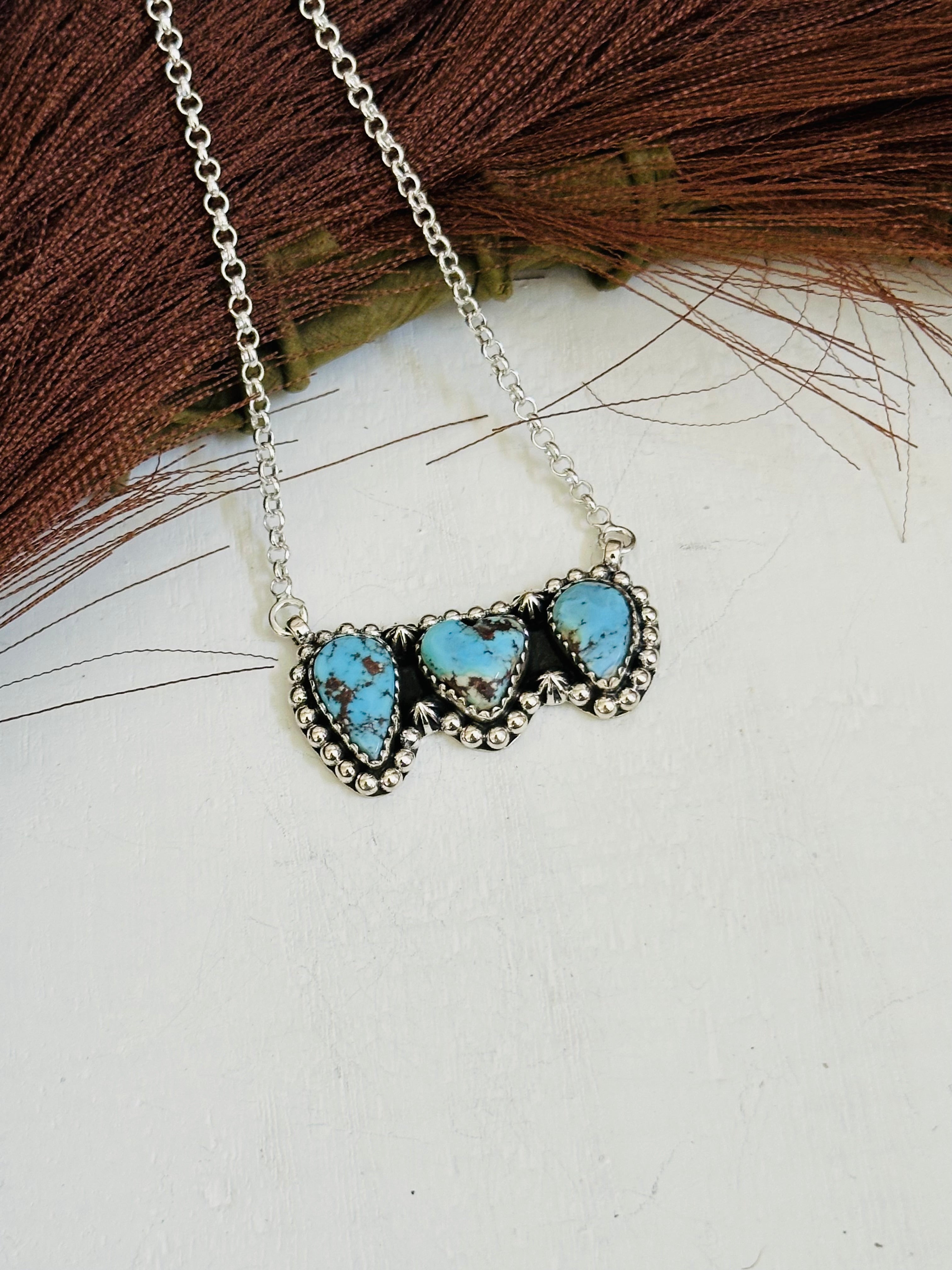 TTD “Array” Golden Hills Turquoise & Sterling Silver Necklace