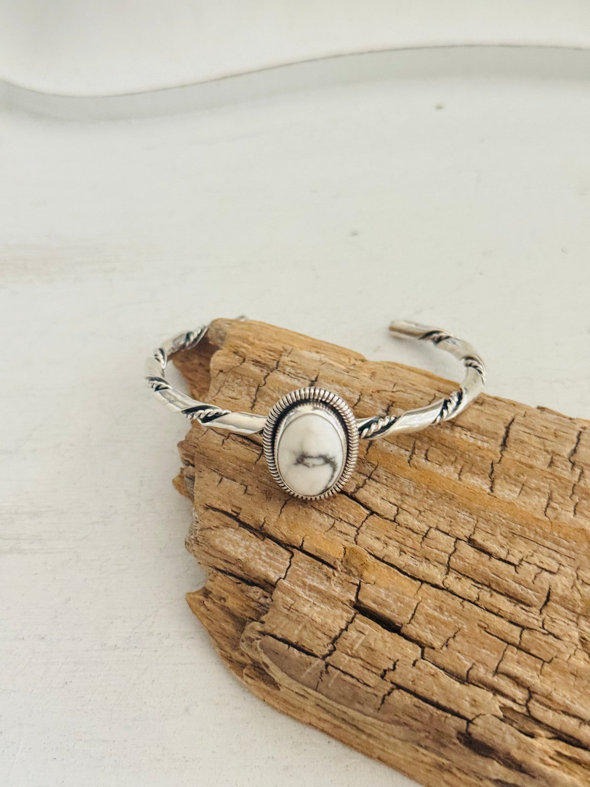 Wydell Billie White Buffalo & Sterling Silver Cuff Bracelet