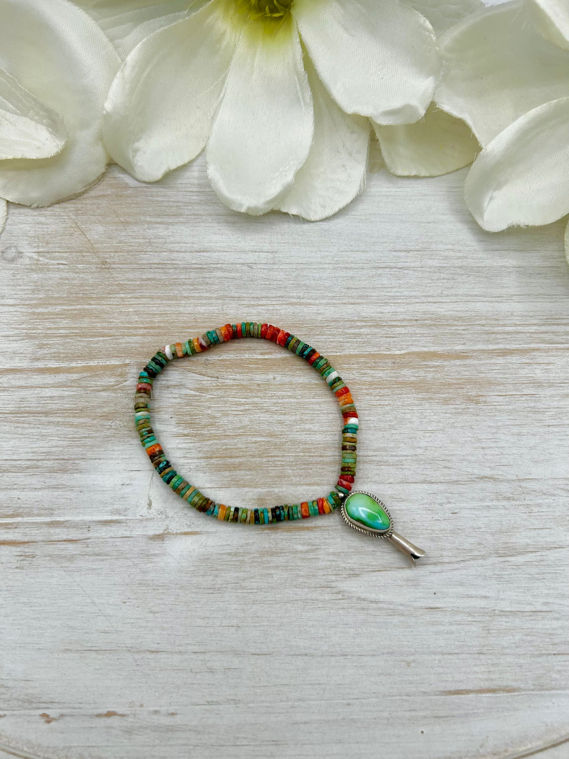 George Rios Multi Stone & Sterling Silver Stretchy Bracelet