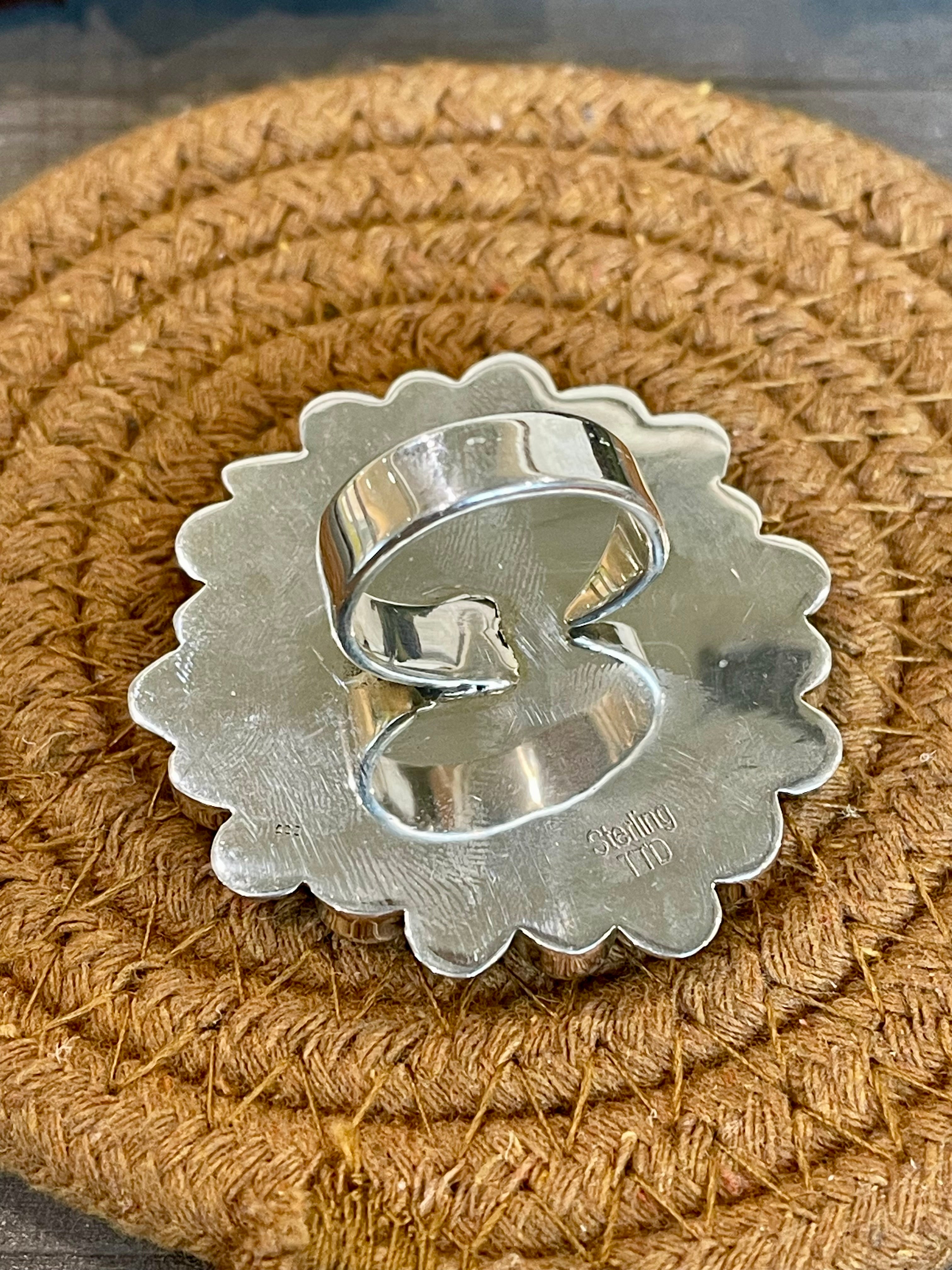 Southwest Handmade Multi Stone & Sterling Silver Adjustable Ring