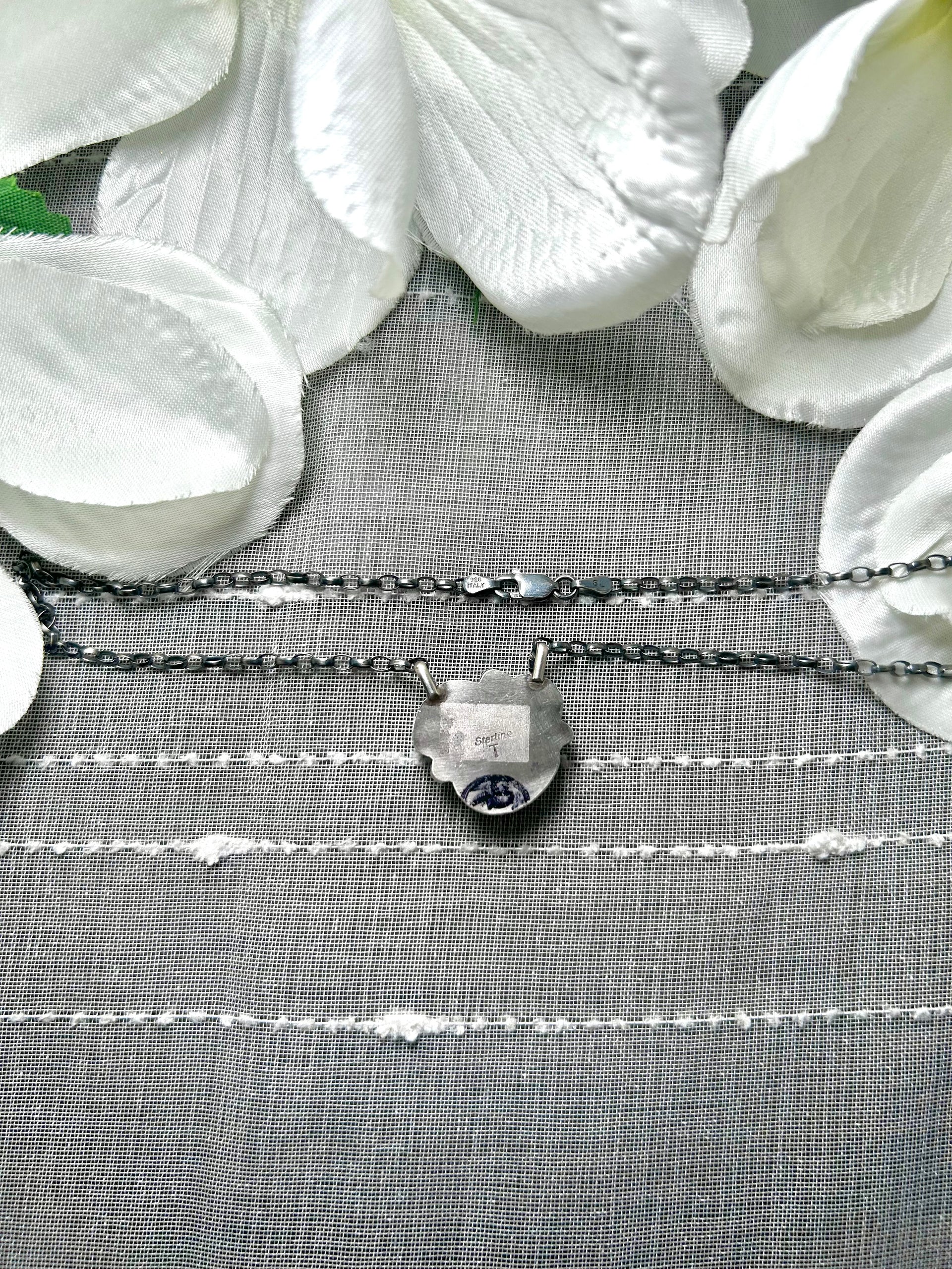 Navajo Made Kingman Turquoise & Sterling Silver Necklace