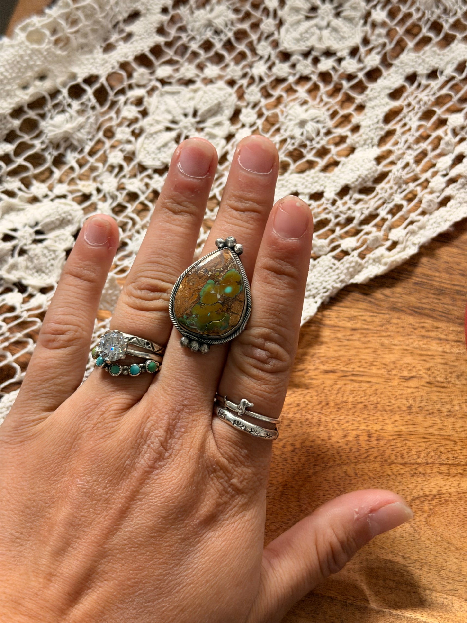 Scott Skeets Boulder Turquoise & Sterling Silver Ring Size 7