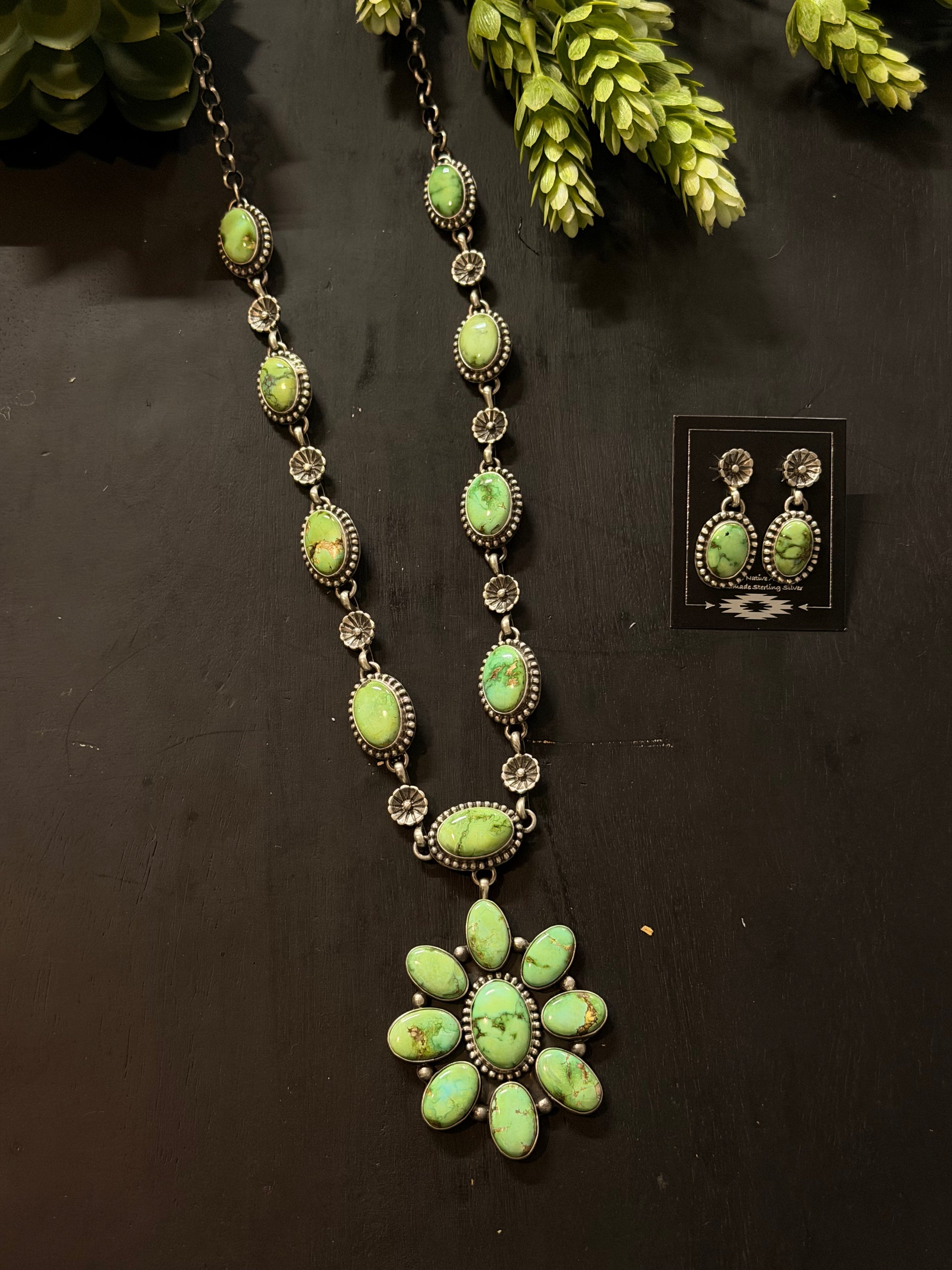 Eleanor Richard’s Sonoran Gold Turquoise & Sterling Silver Cluster Necklace Set