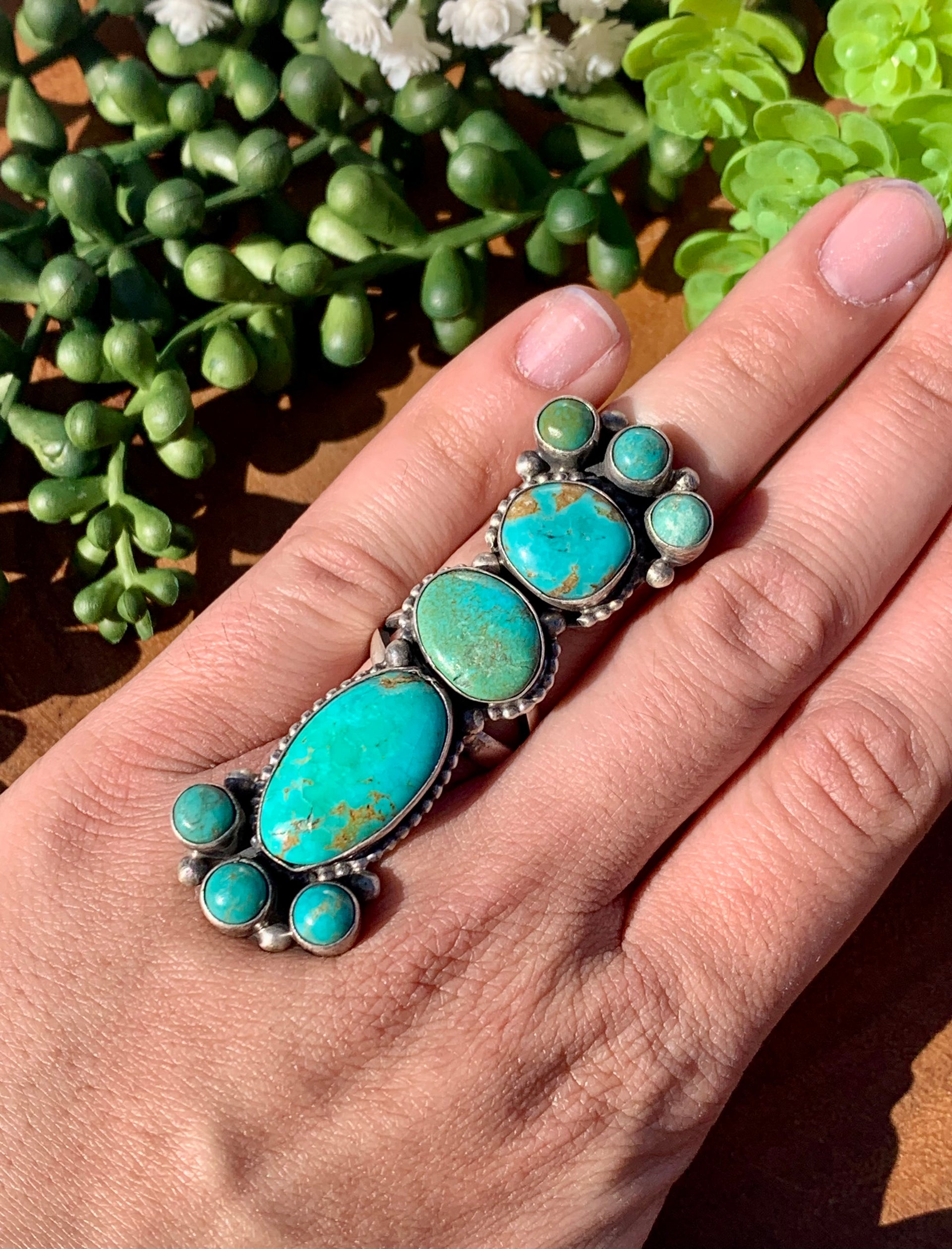 Sheila Becenti Navajo Kingman Turquoise & Sterling Silver Size 7.75