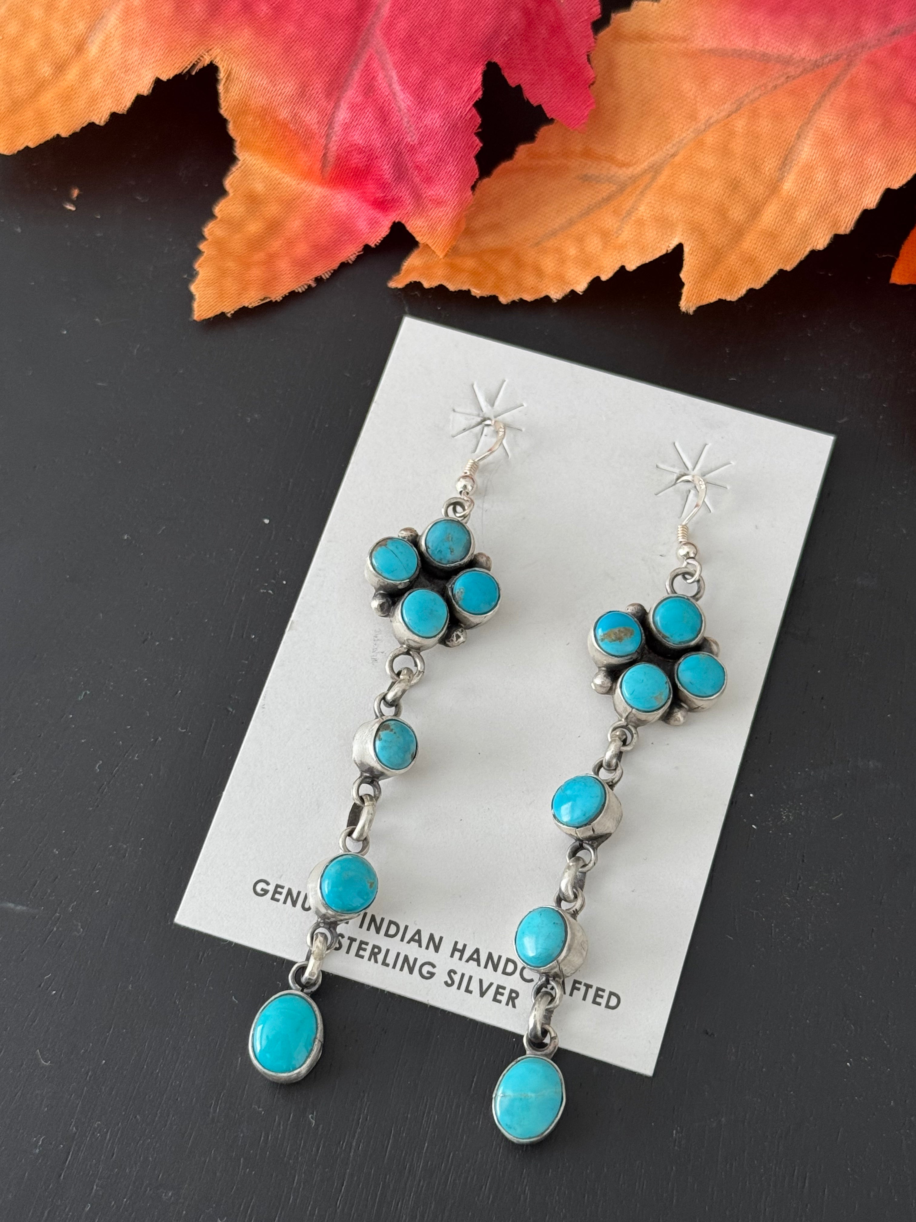 Randy Boyd Kingman Turquoise & Sterling Silver Dangle Earrings