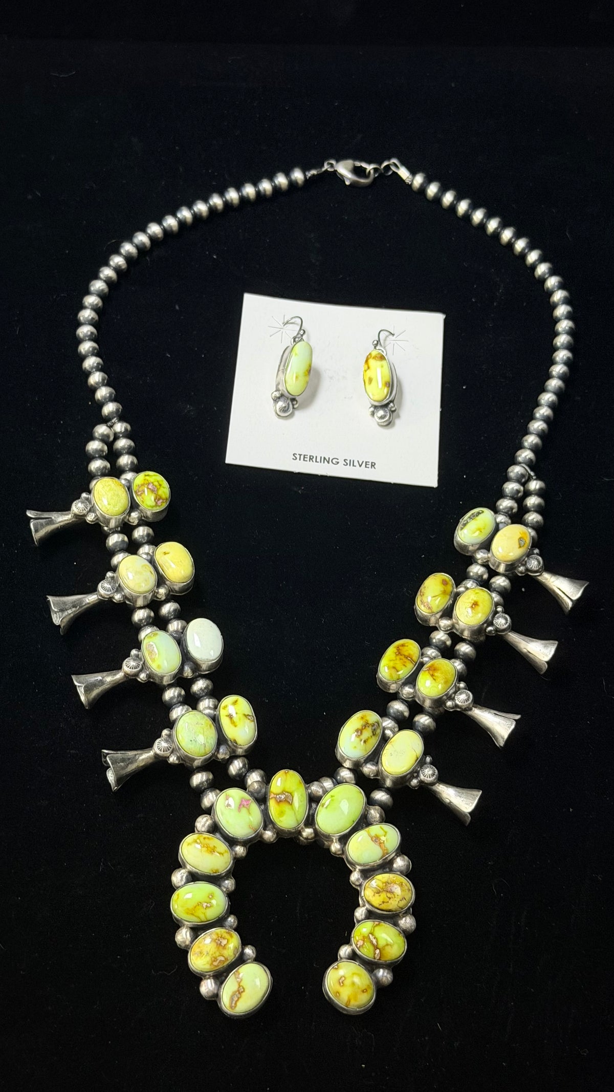 Thomas Francisco Palomino Variscite & Sterling Silver Squash Blossom Set
