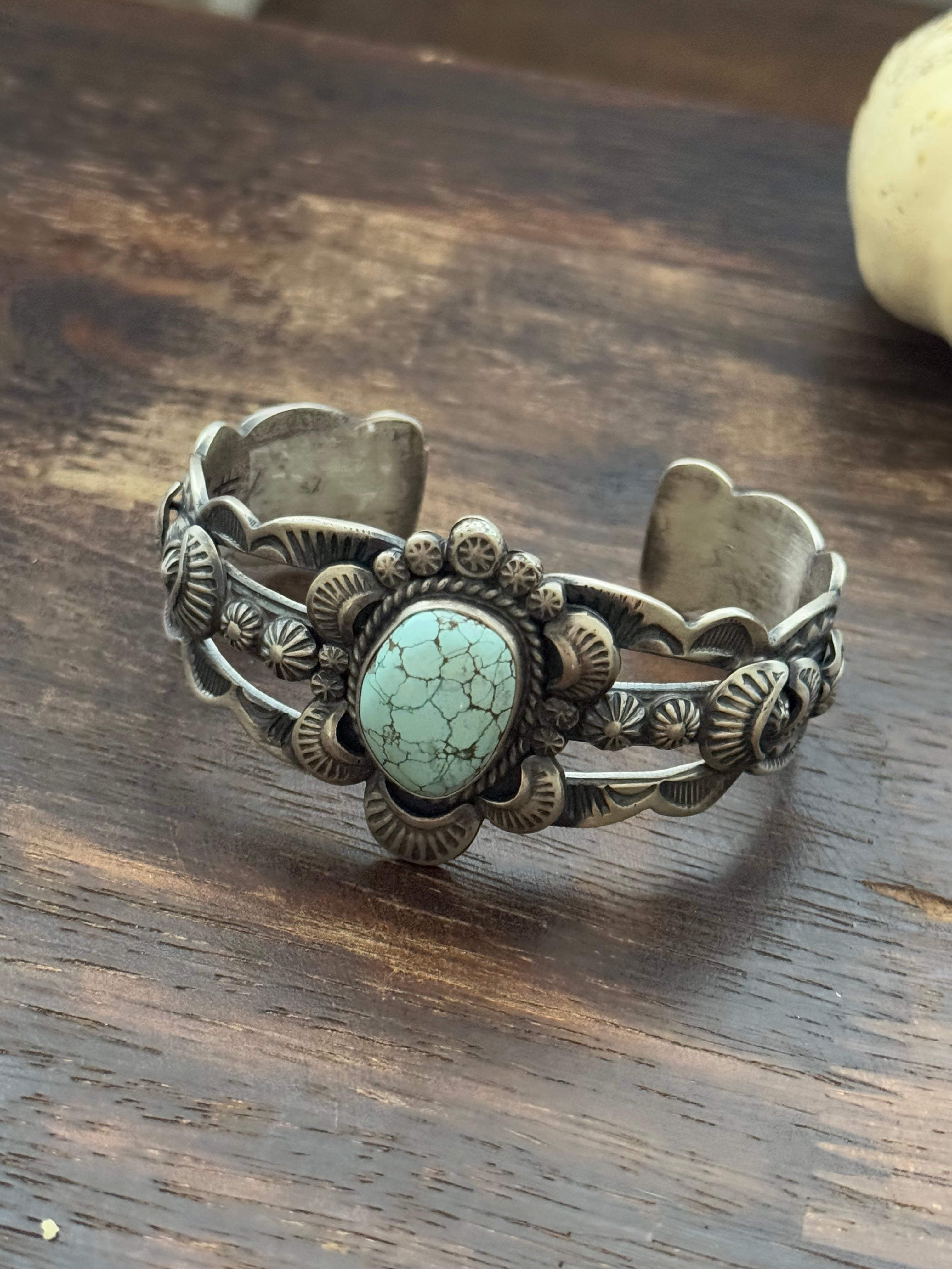 Gilbert Tom #8 Turquoise & Sterling Silver Cuff Bracelet