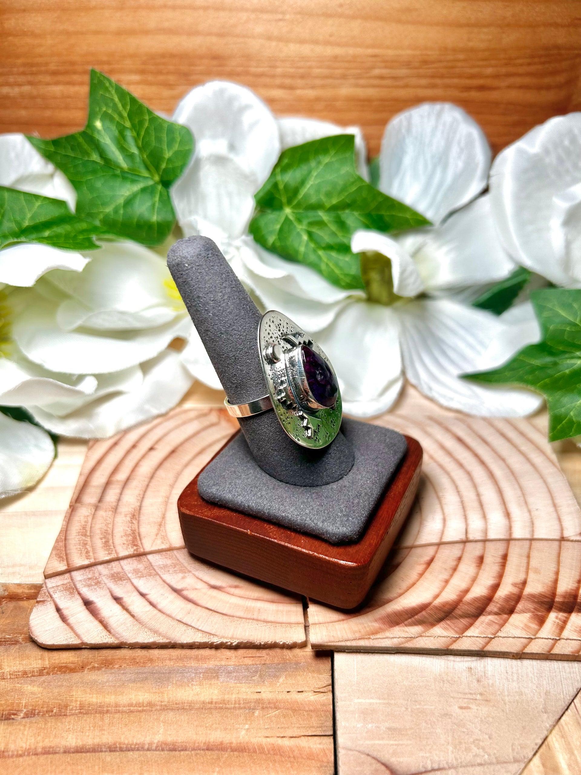 Navajo Made Sugilite & Sterling Silver Adjustable Ring