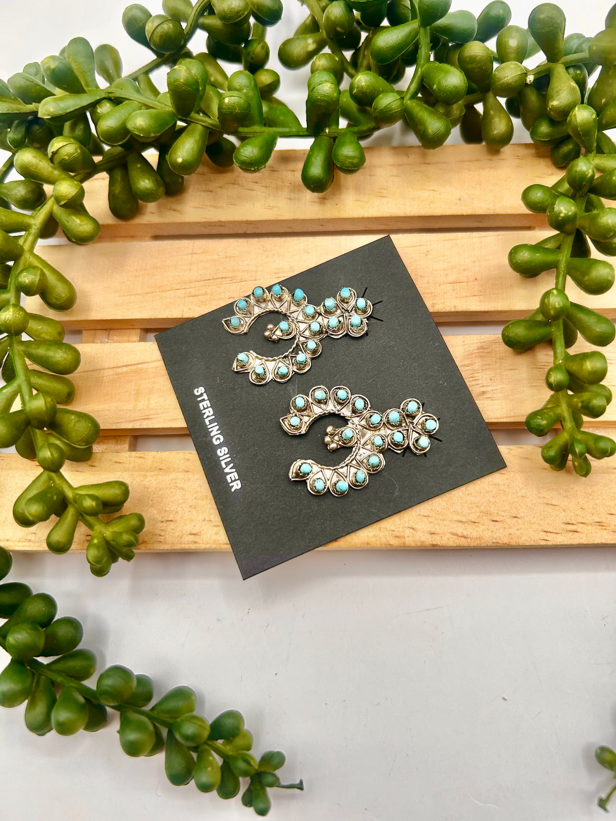 Zuni Made Kingman Turquoise & Sterling Silver Post Earrings