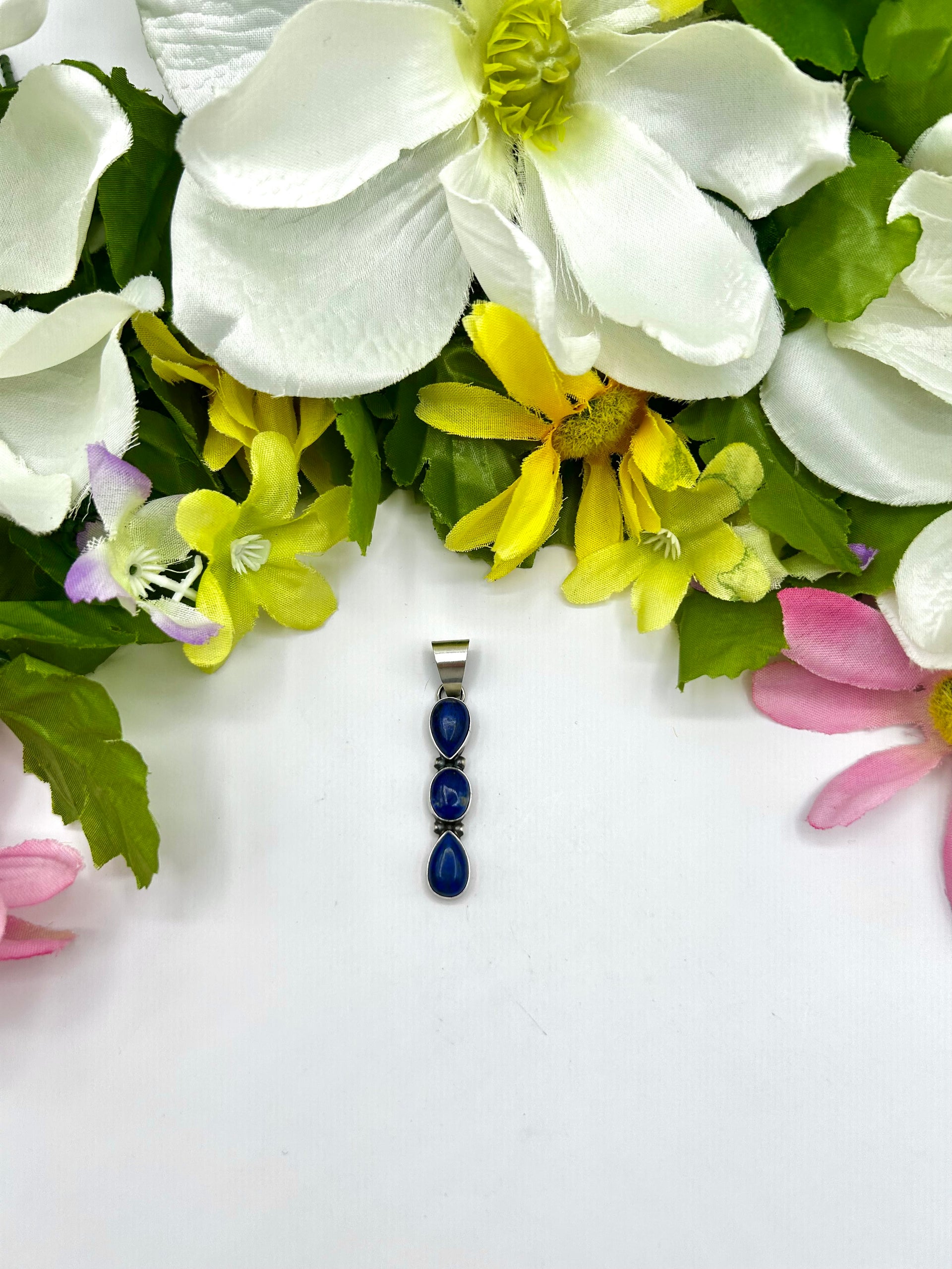 Navajo Made Lapis & Sterling Silver Pendant