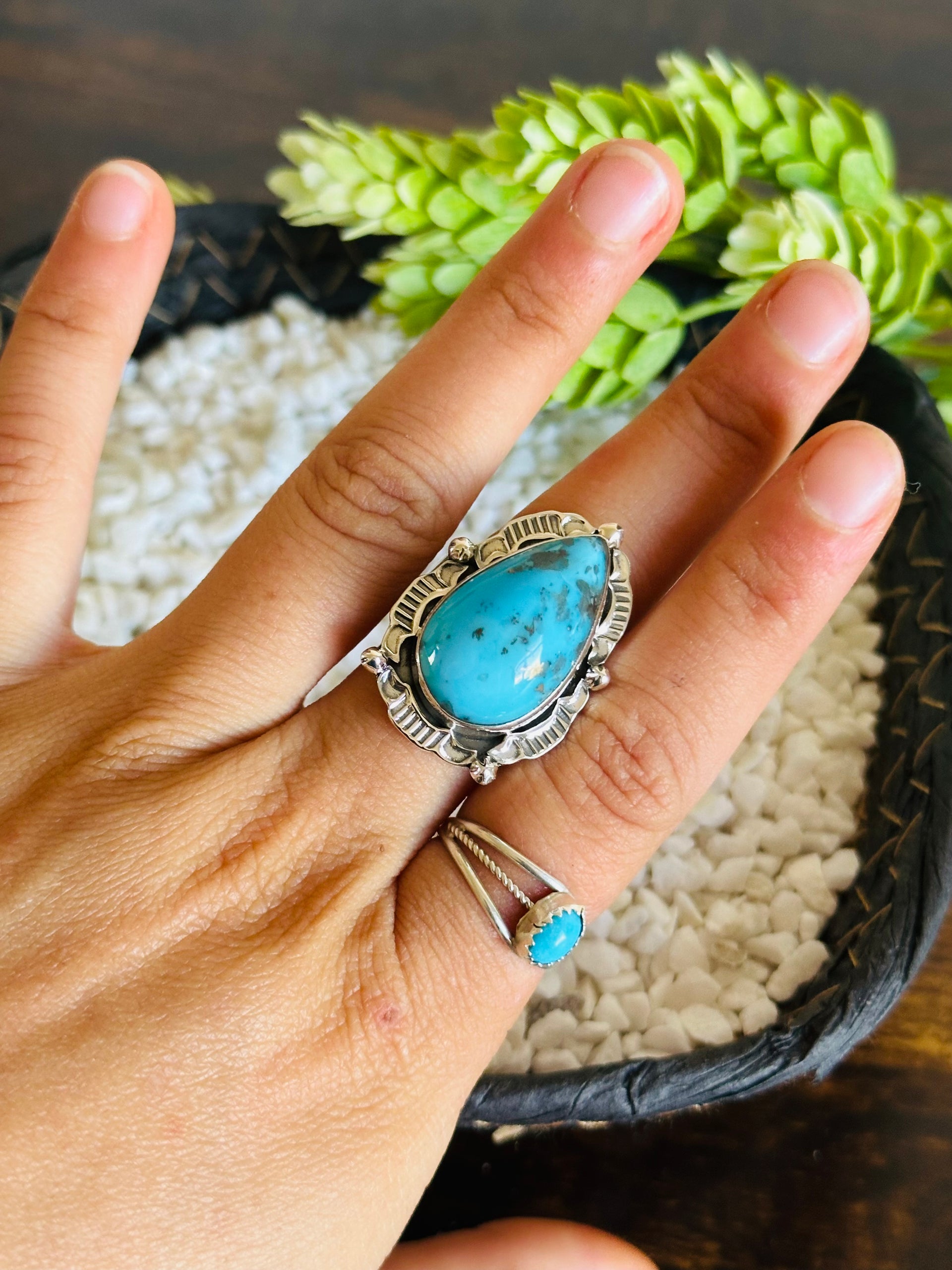 TTD Blue Ridge Turquoise & Sterling Silver Adjustable Ring