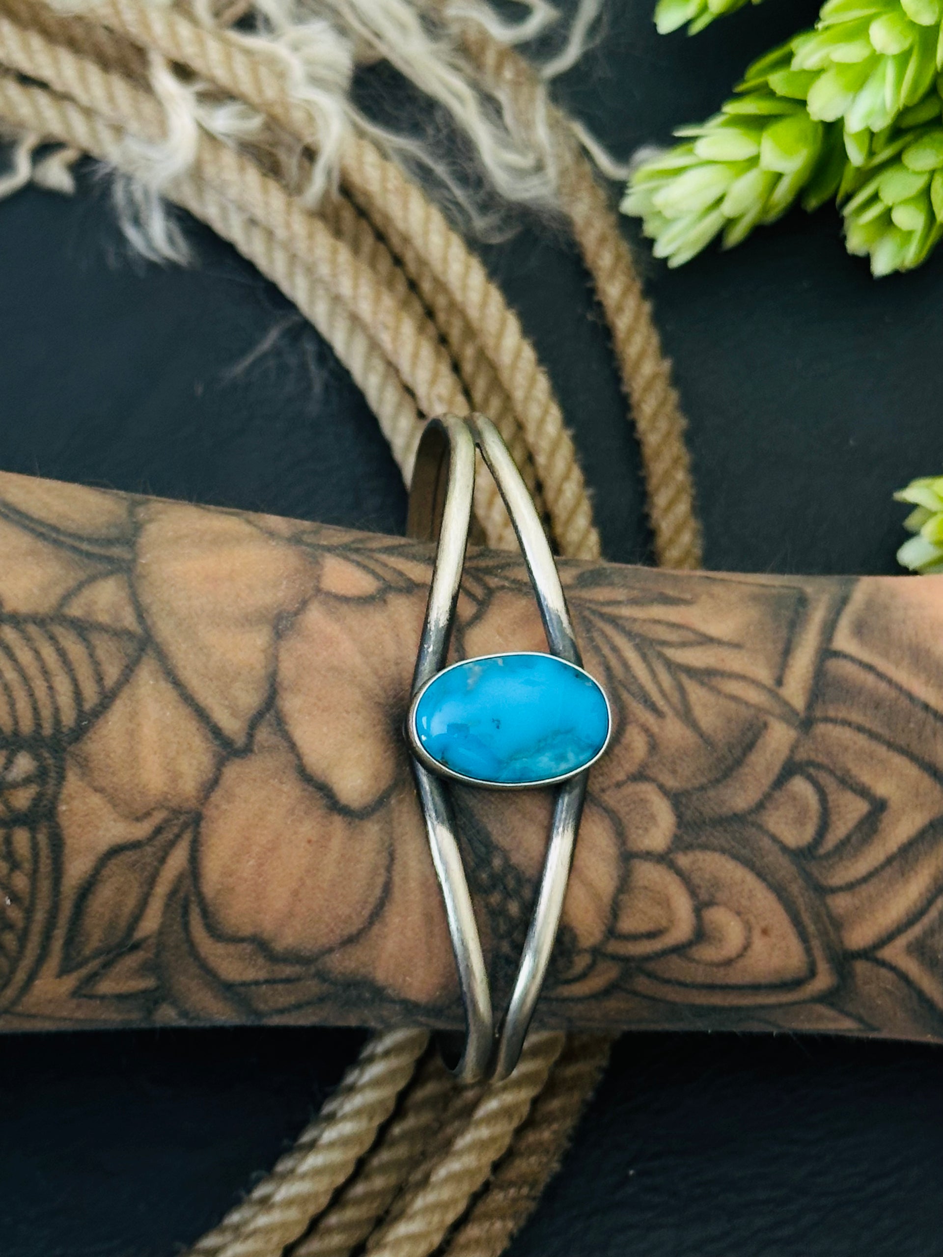 Dave Skeets Kingman Turquoise & Sterling Silver Cuff Bracelet