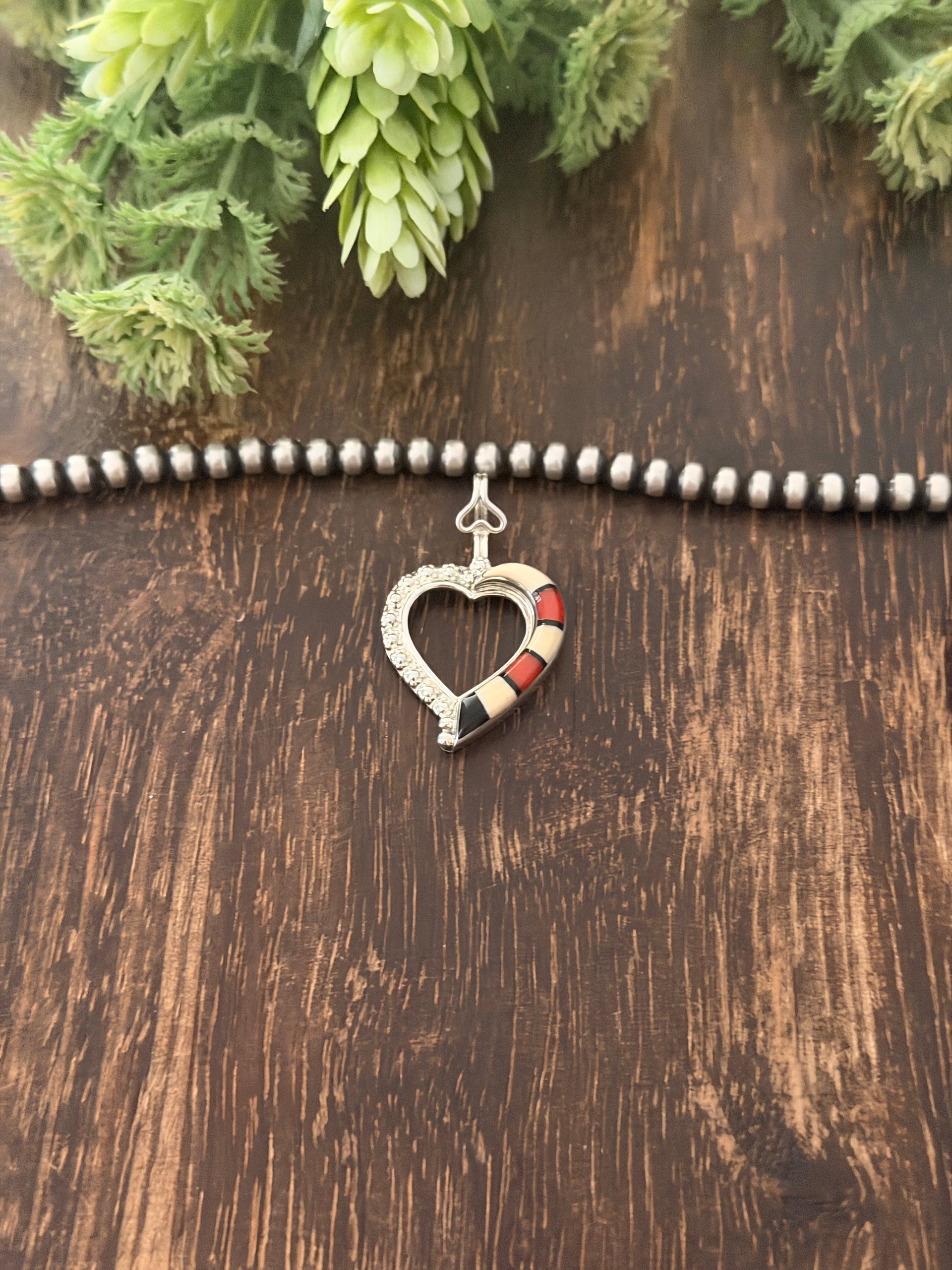 Zuni Made Multi Stone & Sterling Silver Inlay Pendant