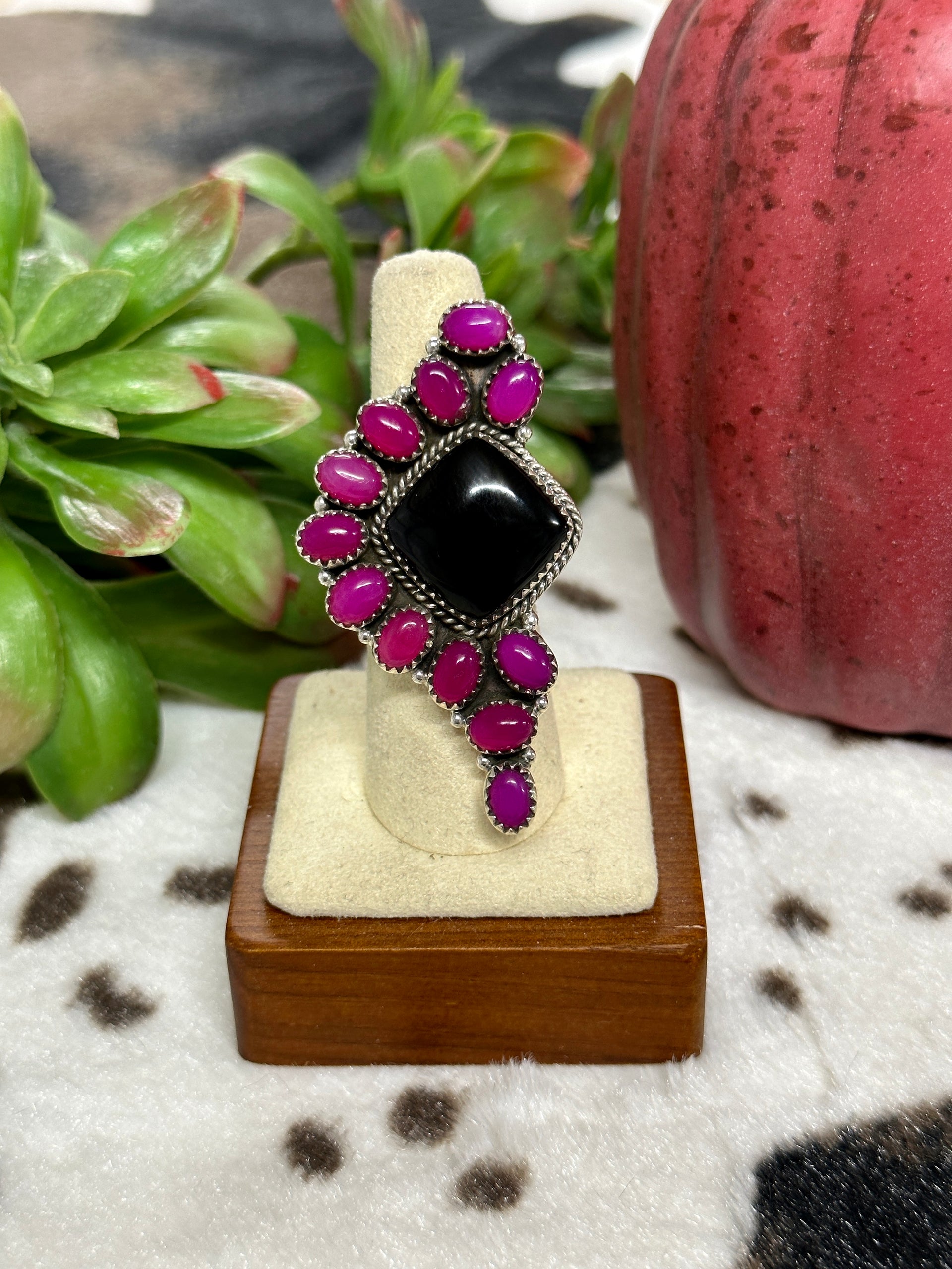 Southwest Handmade Multi Stone & Sterling Silver Cluster Adjustable Ring