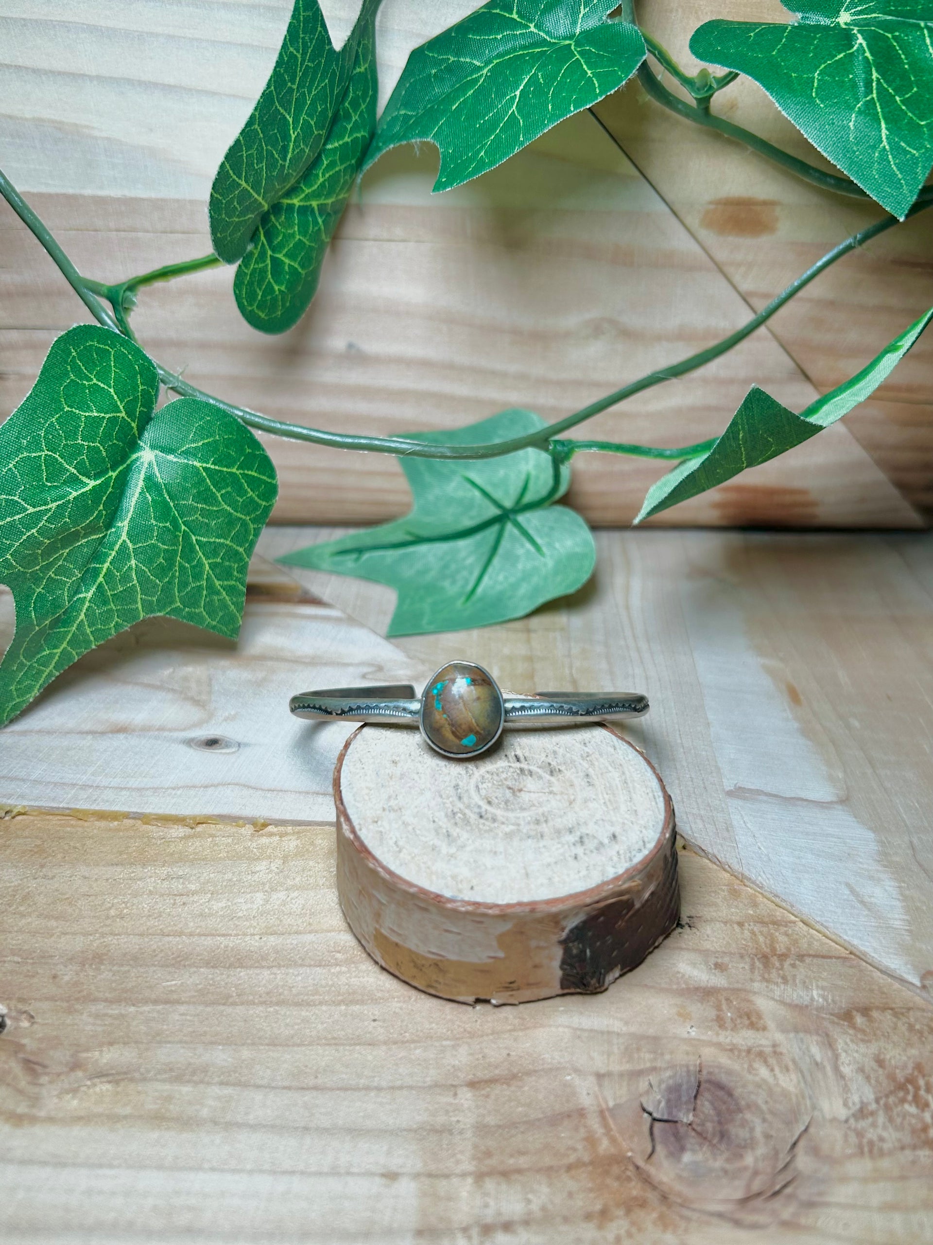 Navajo Made Boulder Turquoise & Sterling Silver Cuff Bracelet
