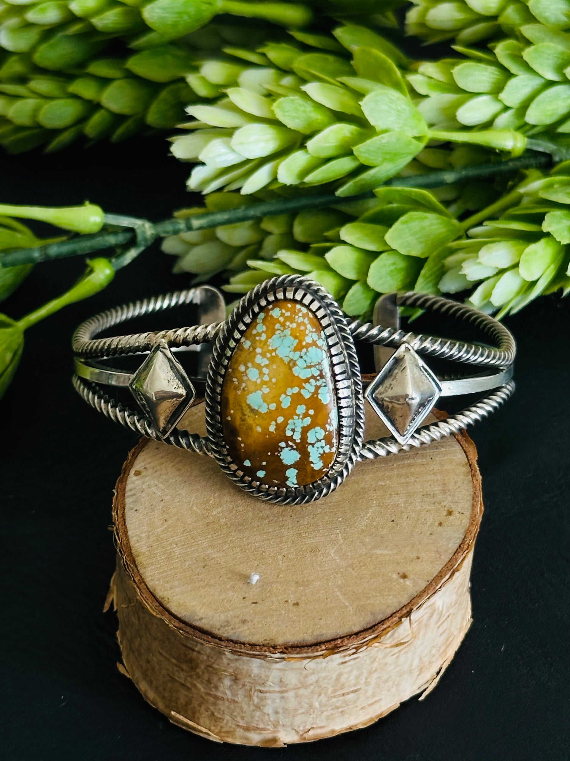 Russell Sam Number 8 Turquoise & Sterling Silver Cuff Bracelet