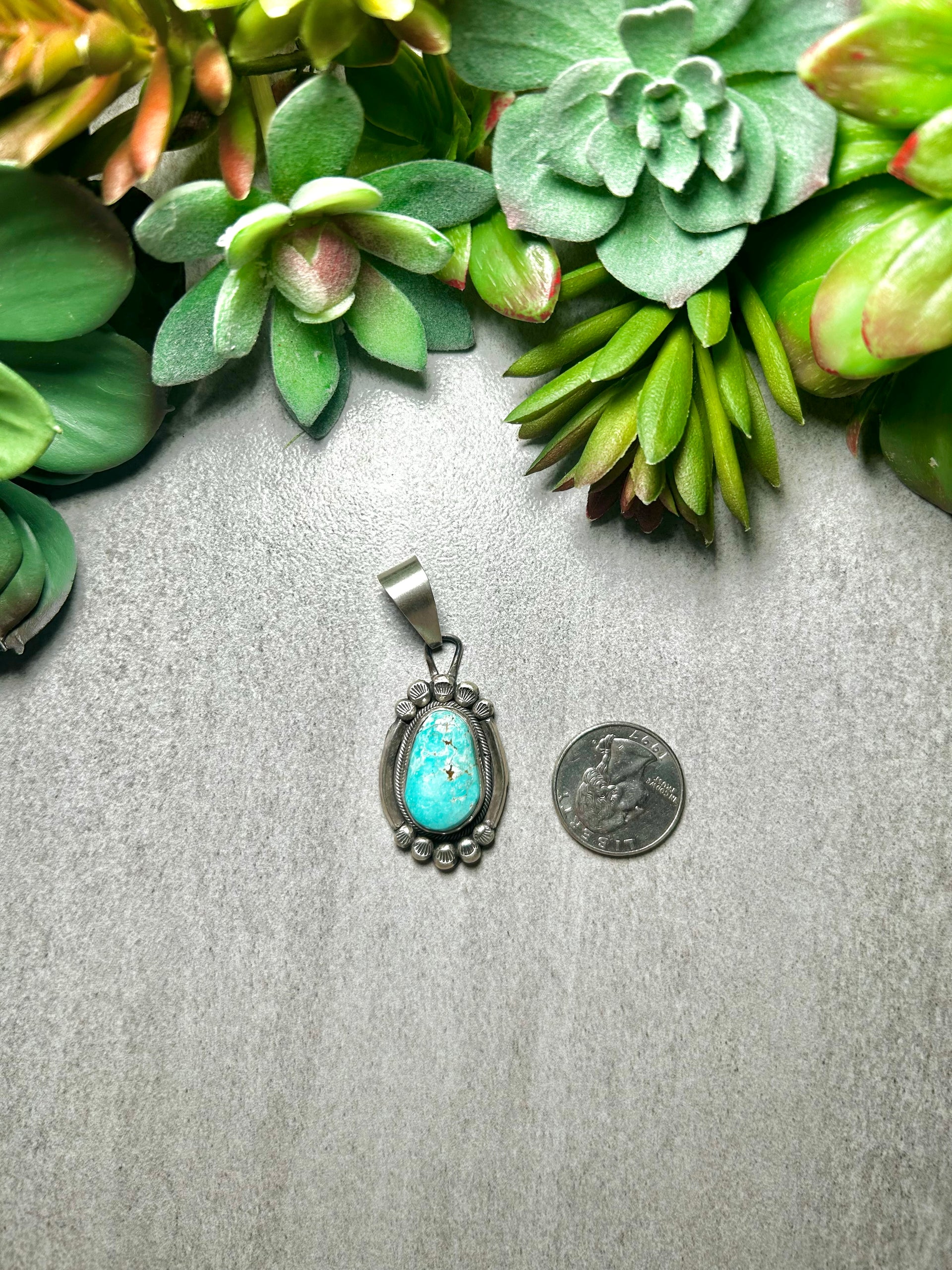 Navajo Made Royston Turquoise & Sterling Silver Pendant
