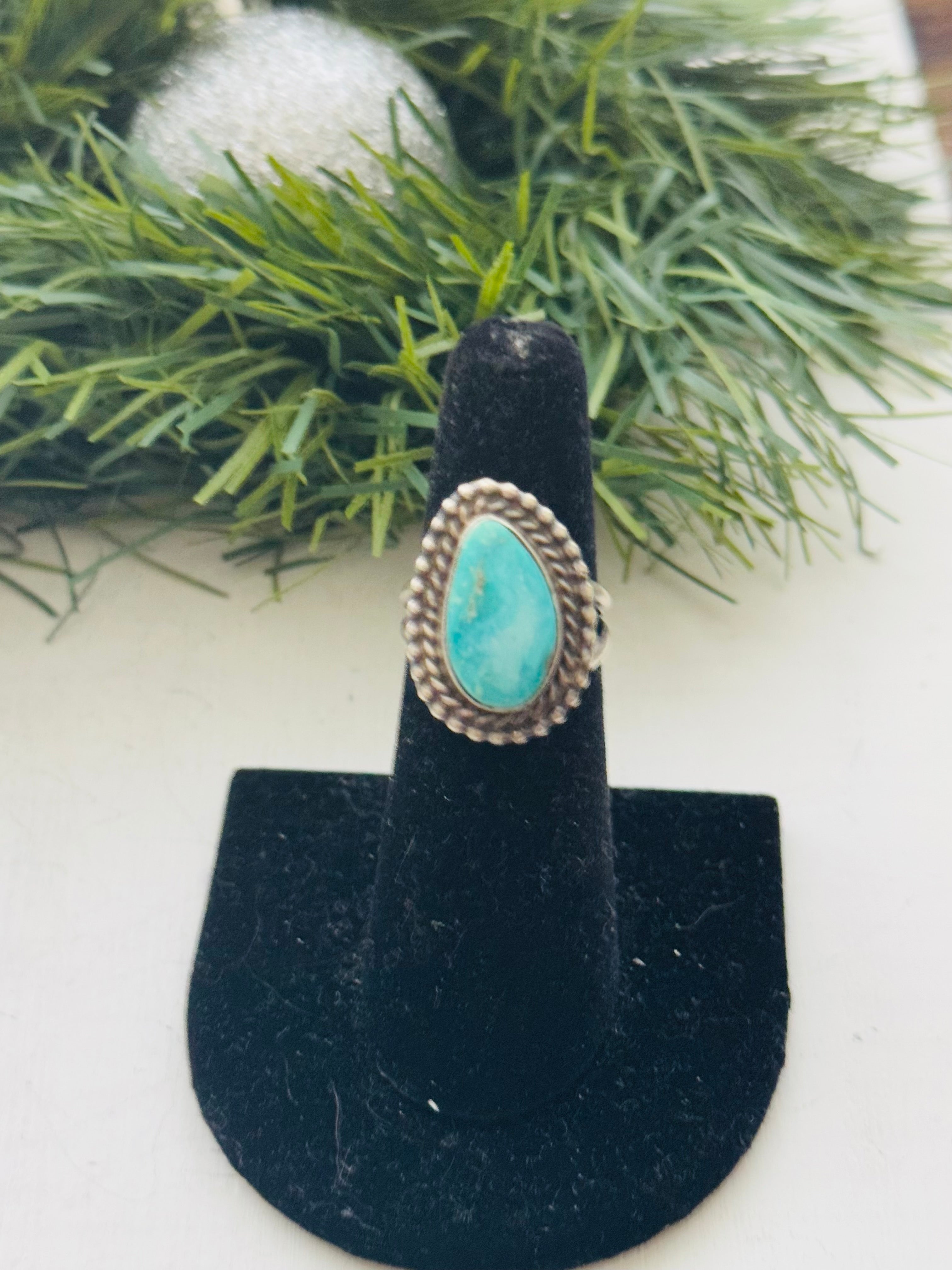 Navajo Made Kingman Turquoise & Sterling Silver Ring