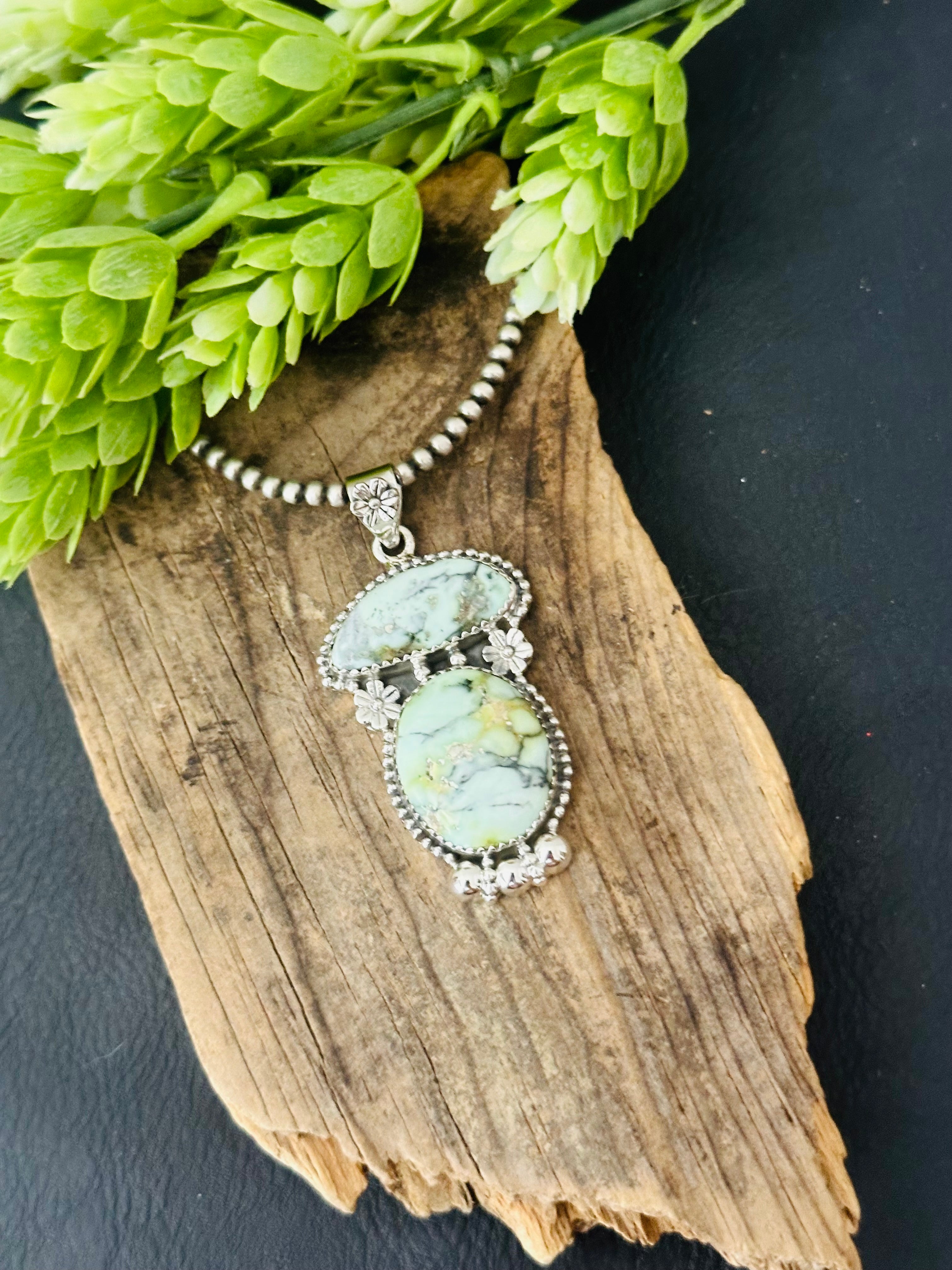 Southwest Palomino Variscite & Sterling Silver Pendant