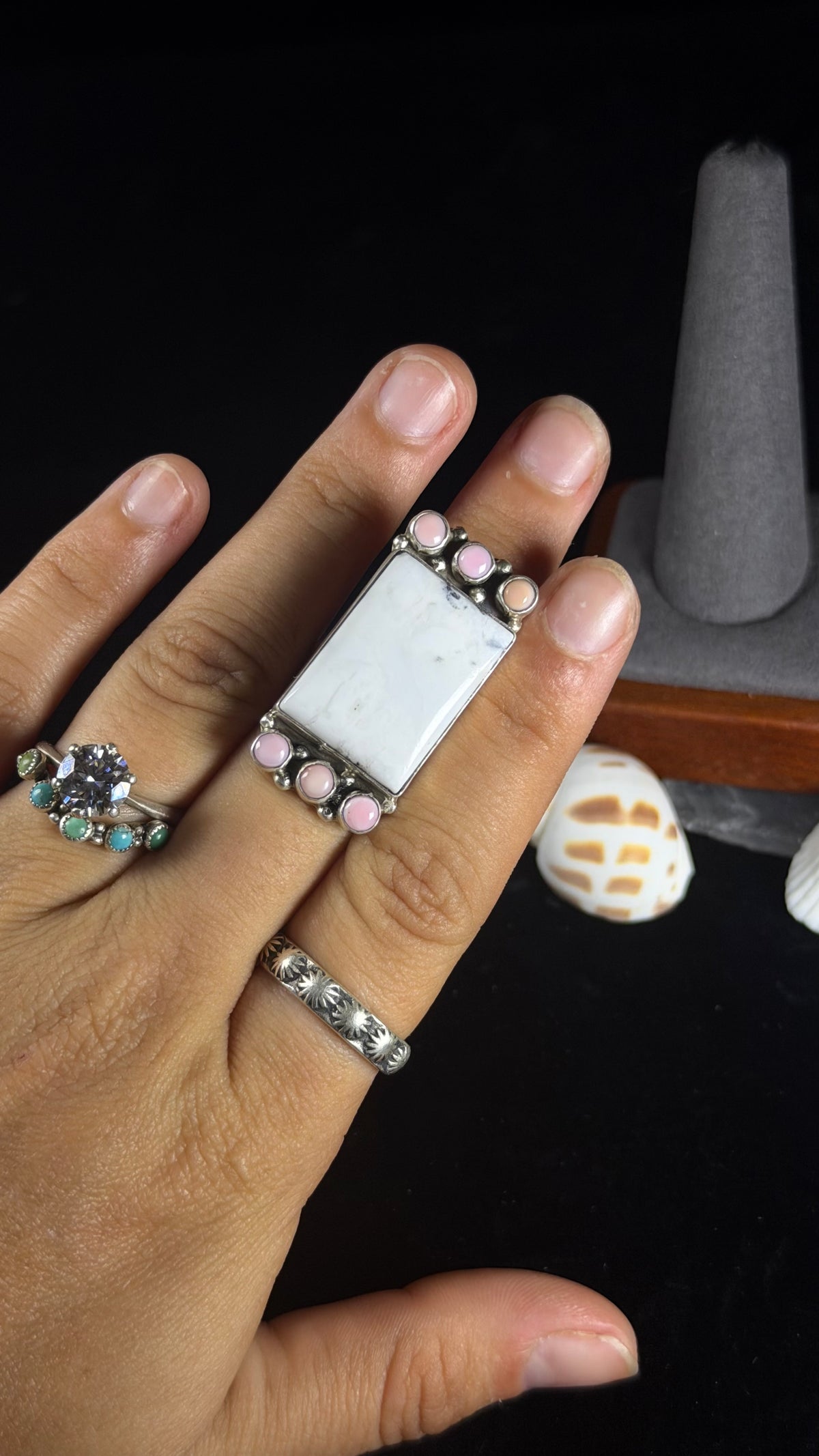 Pearline Spencer Multi Stone & Sterling Silver Adjustable Ring