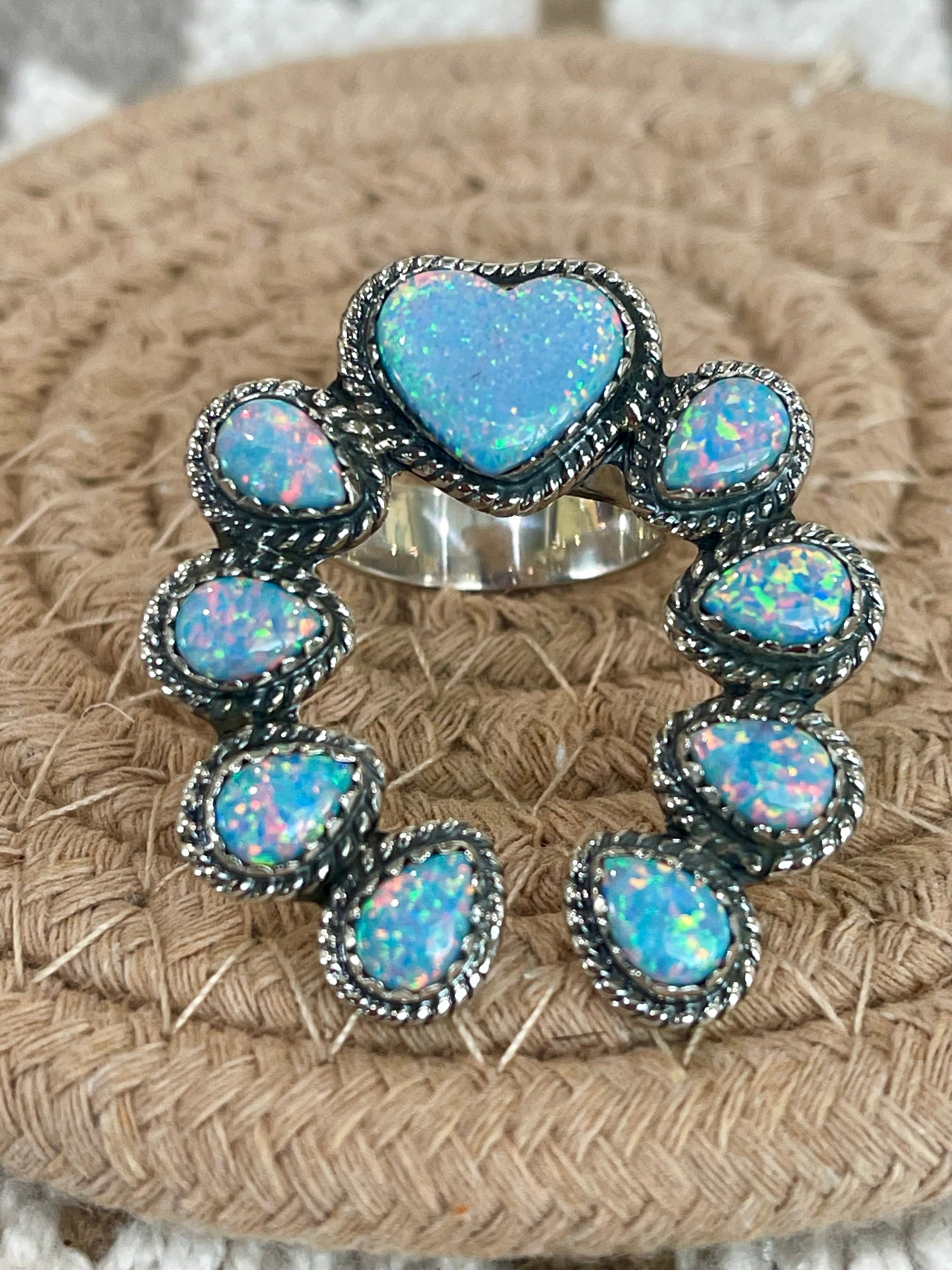 Southwest Handmade Opal & Sterling Silver Adjustable Naja Ring