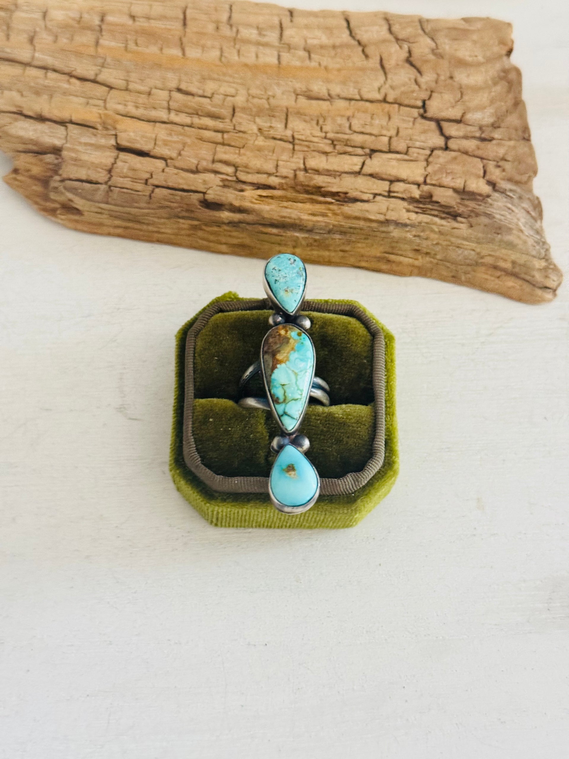 Danny Henio Royston Turquoise & Sterling Silver Adjustable Cluster Ring