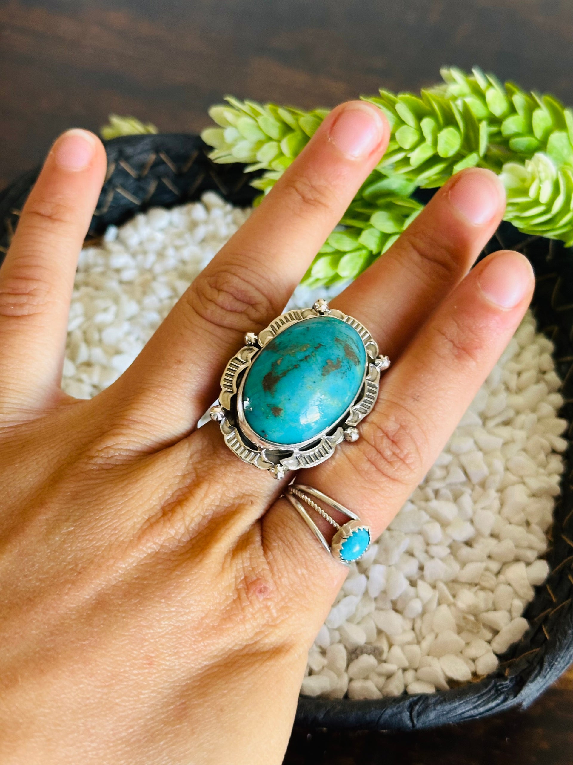 TTD Blue Ridge Turquoise & Sterling Silver Adjustable Ring