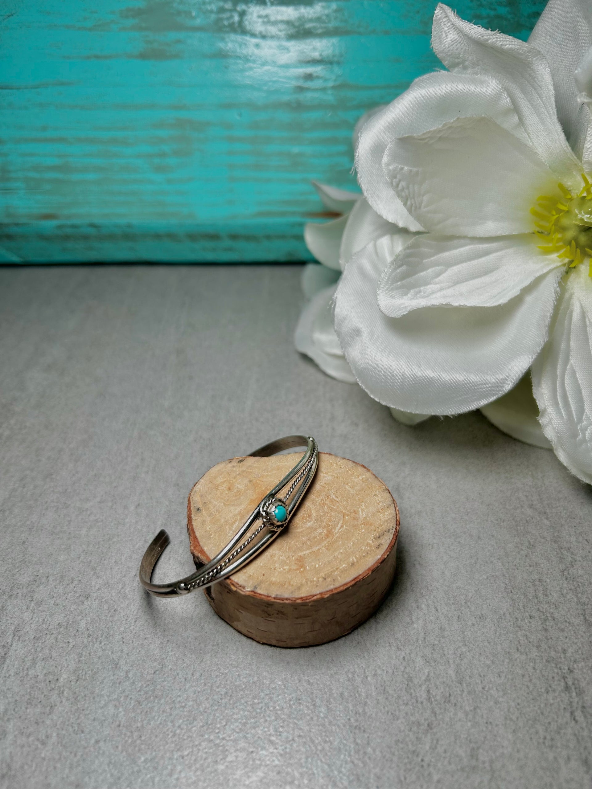Navajo Made Kingman Turquoise & Sterling Silver Cuff Bracelet