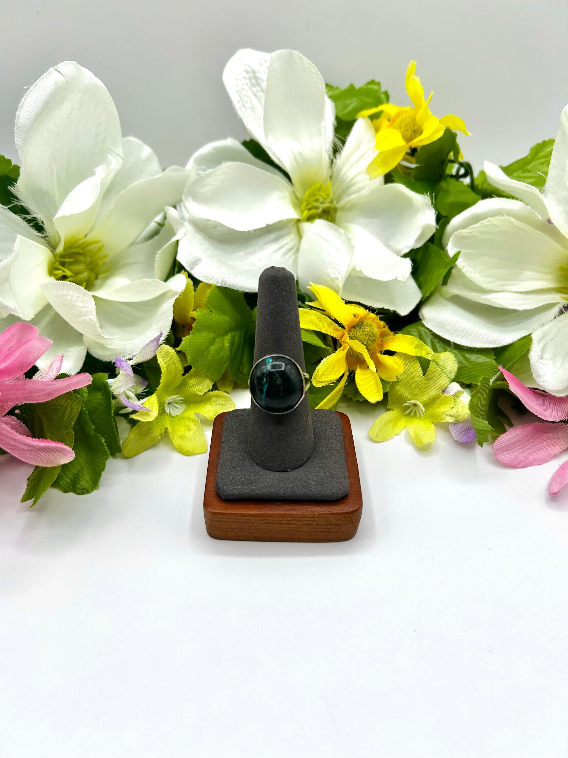 Navajo Made Blue Moon Turquoise & Sterling Silver Ring Size 8.75