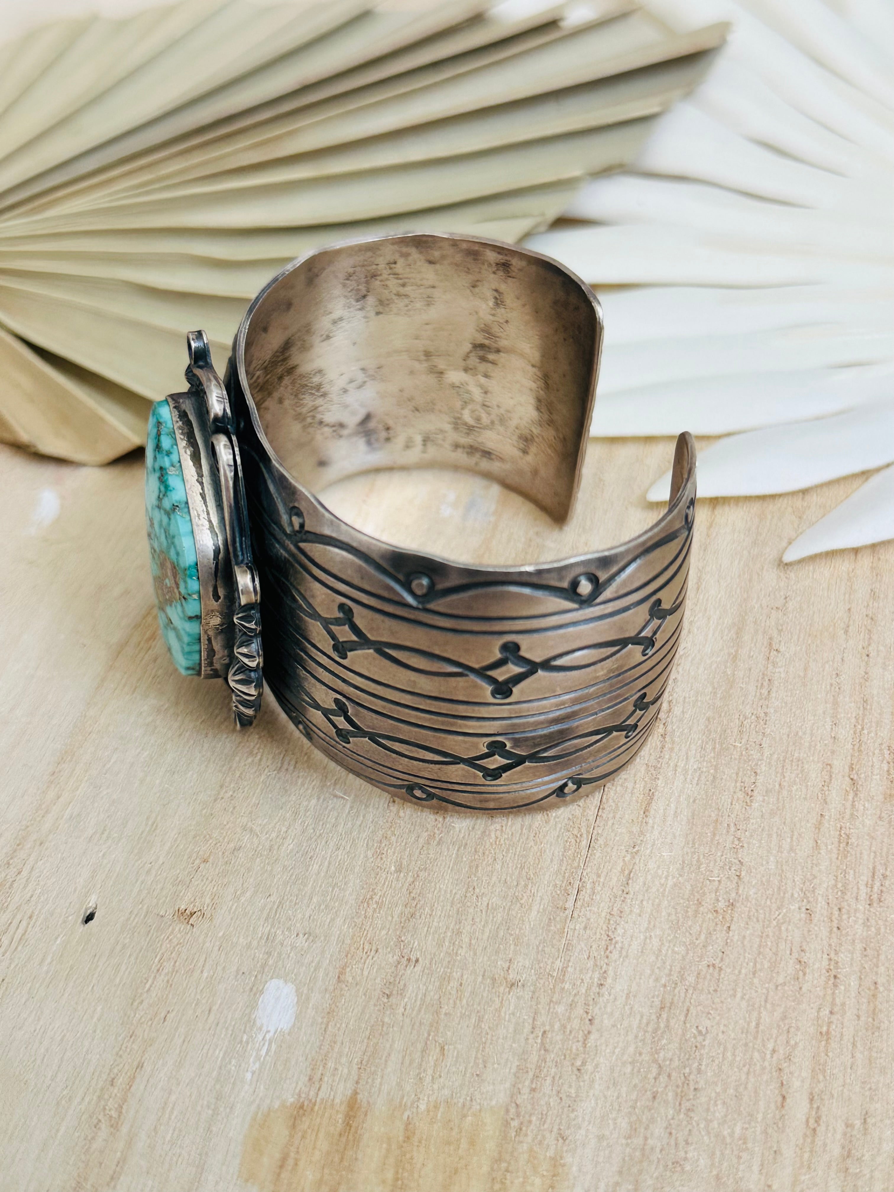 Navajo Made Royston Turquoise & Sterling Silver Cuff Bracelet