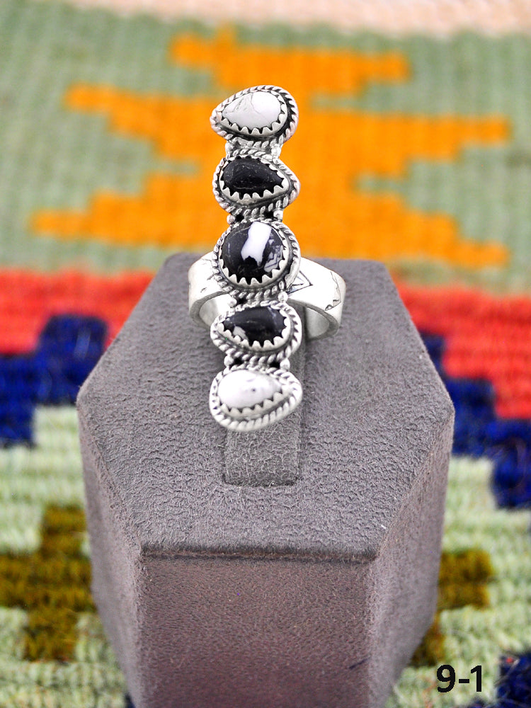 Southwest Handmade White Buffalo & Sterling Silver Adjustable Ring