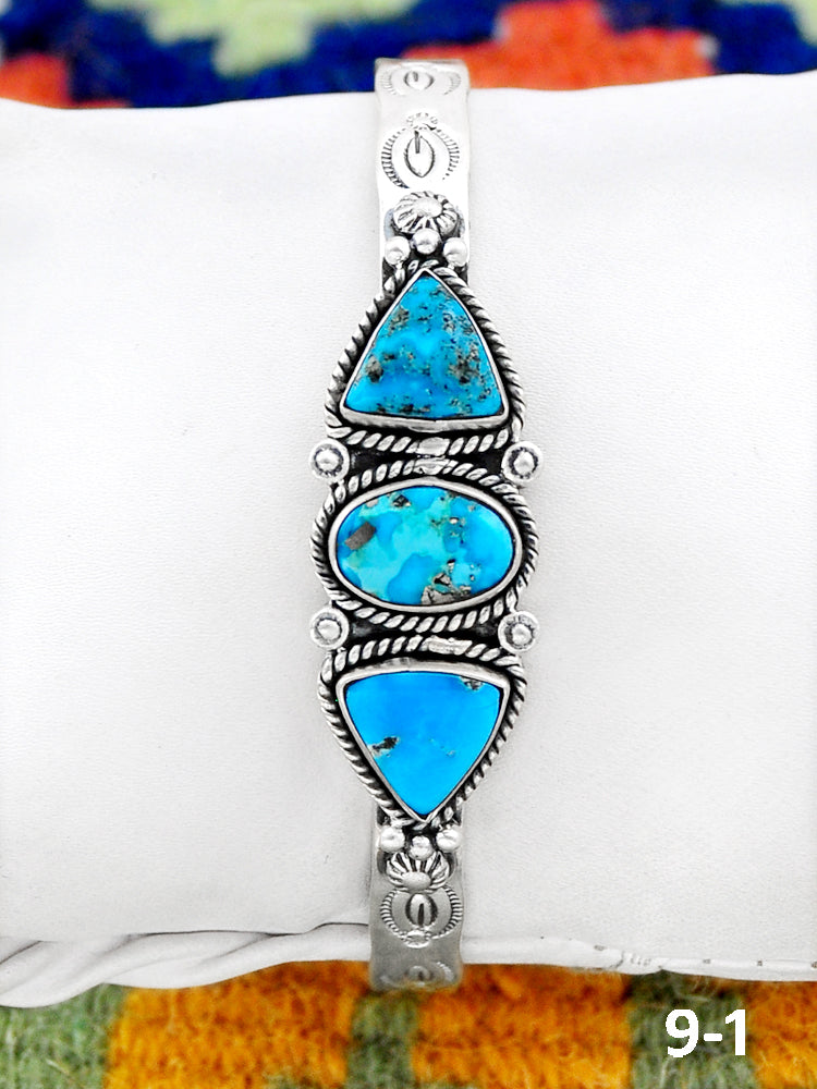 Southwest Handmade White Water Turquoise & Sterling Silver Cuff Bracelet