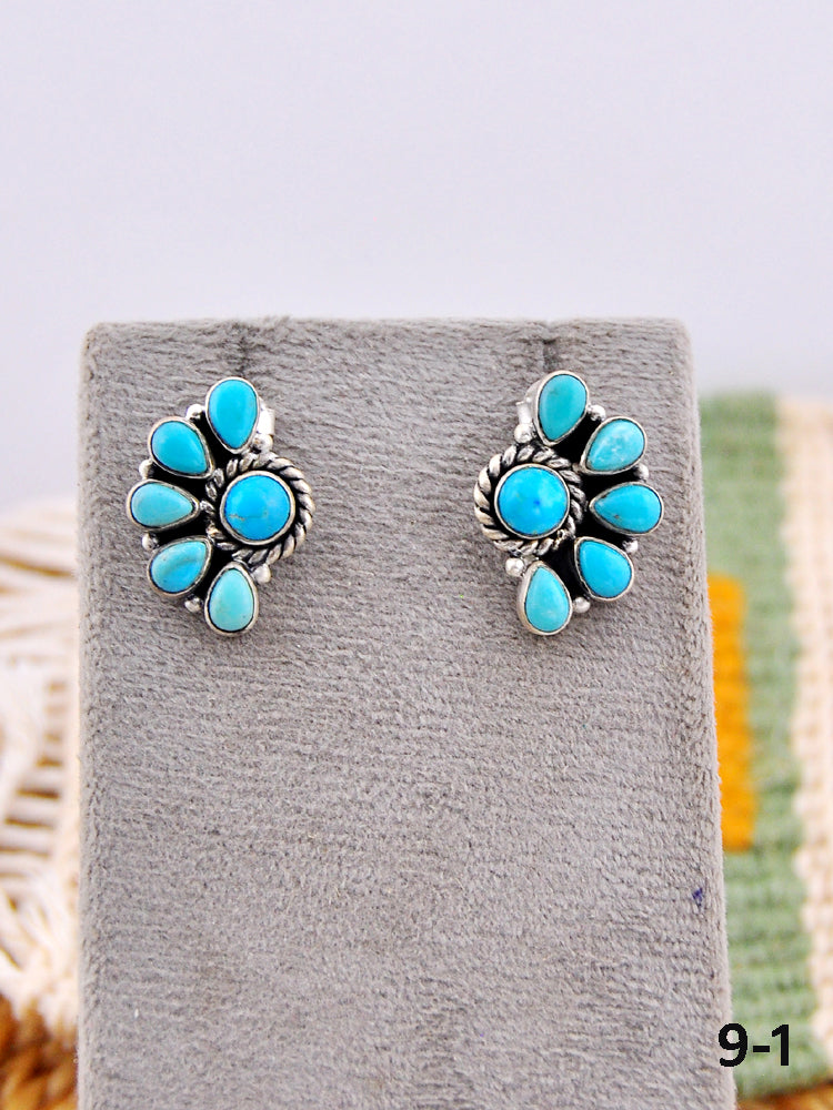 Southwest Made Kingman Turquoise & Sterling Silver Post Earrings