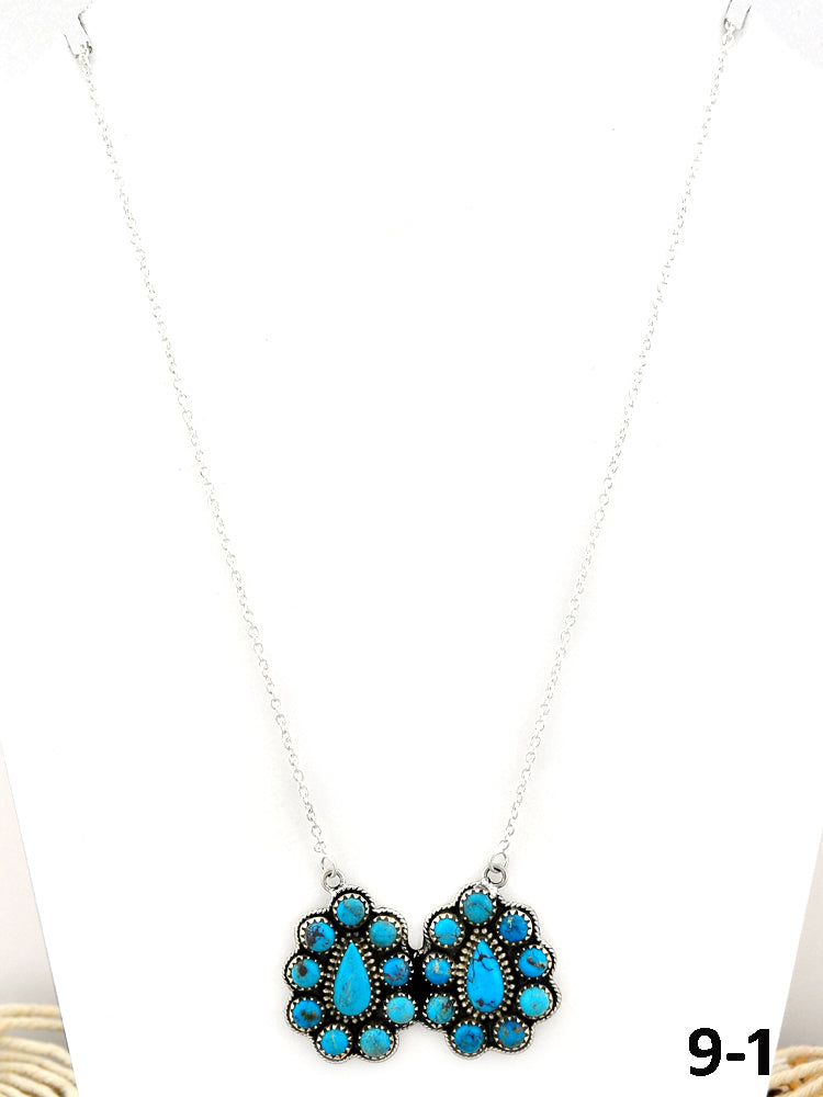 Southwest Made Blue Turquoise & Sterling Silver Necklace