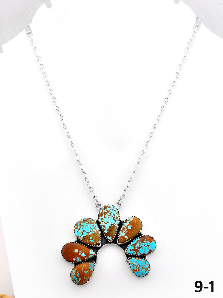 Southwest Handmade Number 8 Turquoise & Sterling Silver Necklace