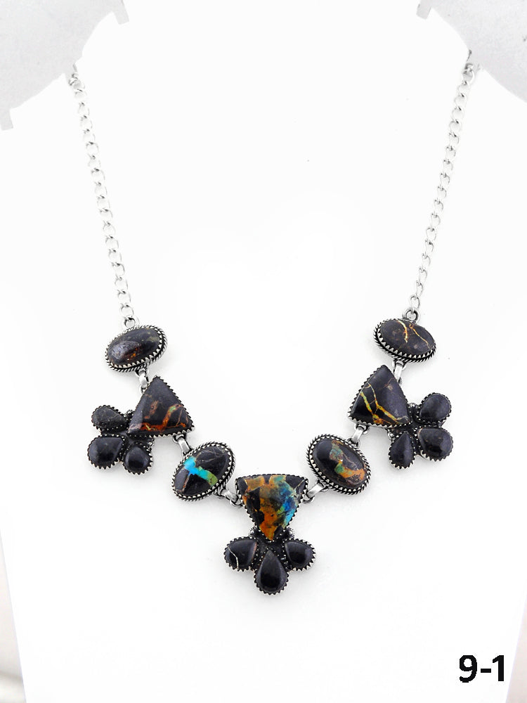Southwest Handmade Black Jack & Sterling Silver Necklace