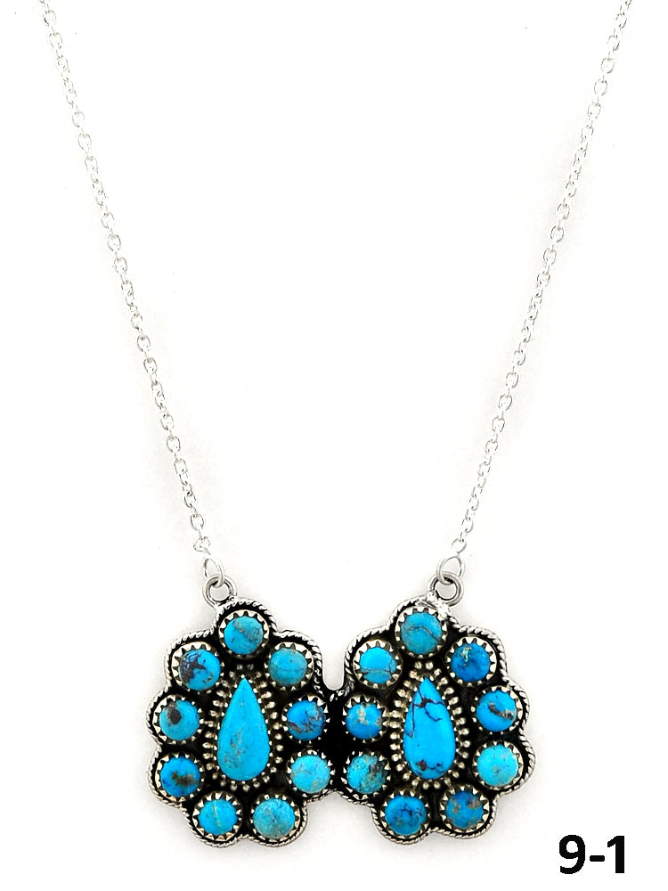 Southwest Made Blue Turquoise & Sterling Silver Necklace