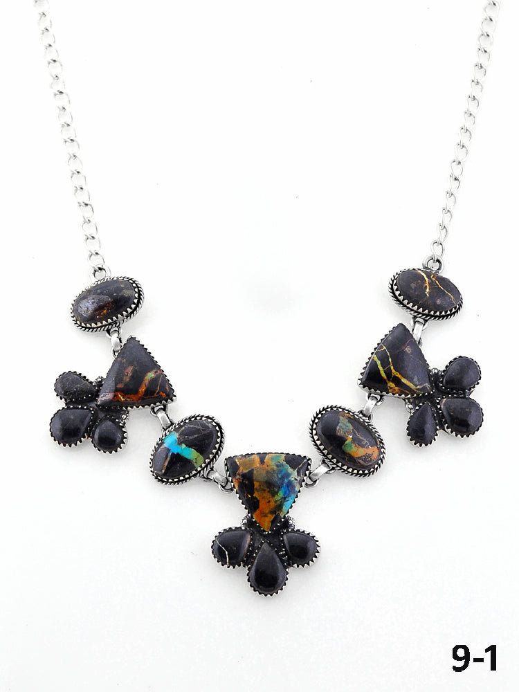 Southwest Handmade Black Jack & Sterling Silver Necklace