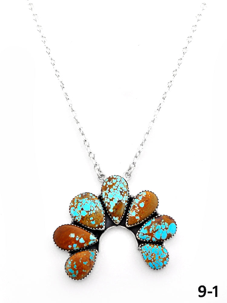 Southwest Handmade Number 8 Turquoise & Sterling Silver Necklace