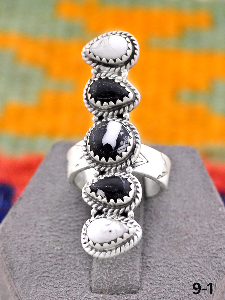 Southwest Handmade White Buffalo & Sterling Silver Adjustable Ring