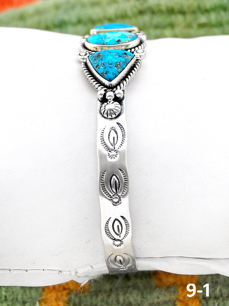 Southwest Handmade White Water Turquoise & Sterling Silver Cuff Bracelet