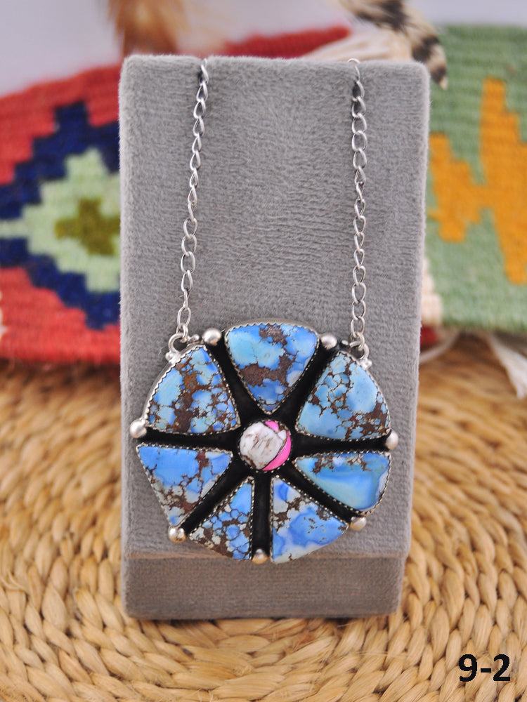 Southwest Handmade Multi Stone & Sterling Silver Cluster Necklace